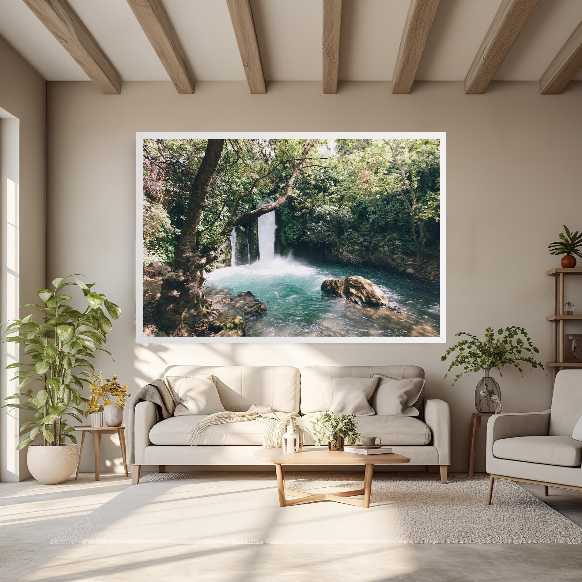 Obraz na Płótnie Beautiful Blue Waterfall mockup 6