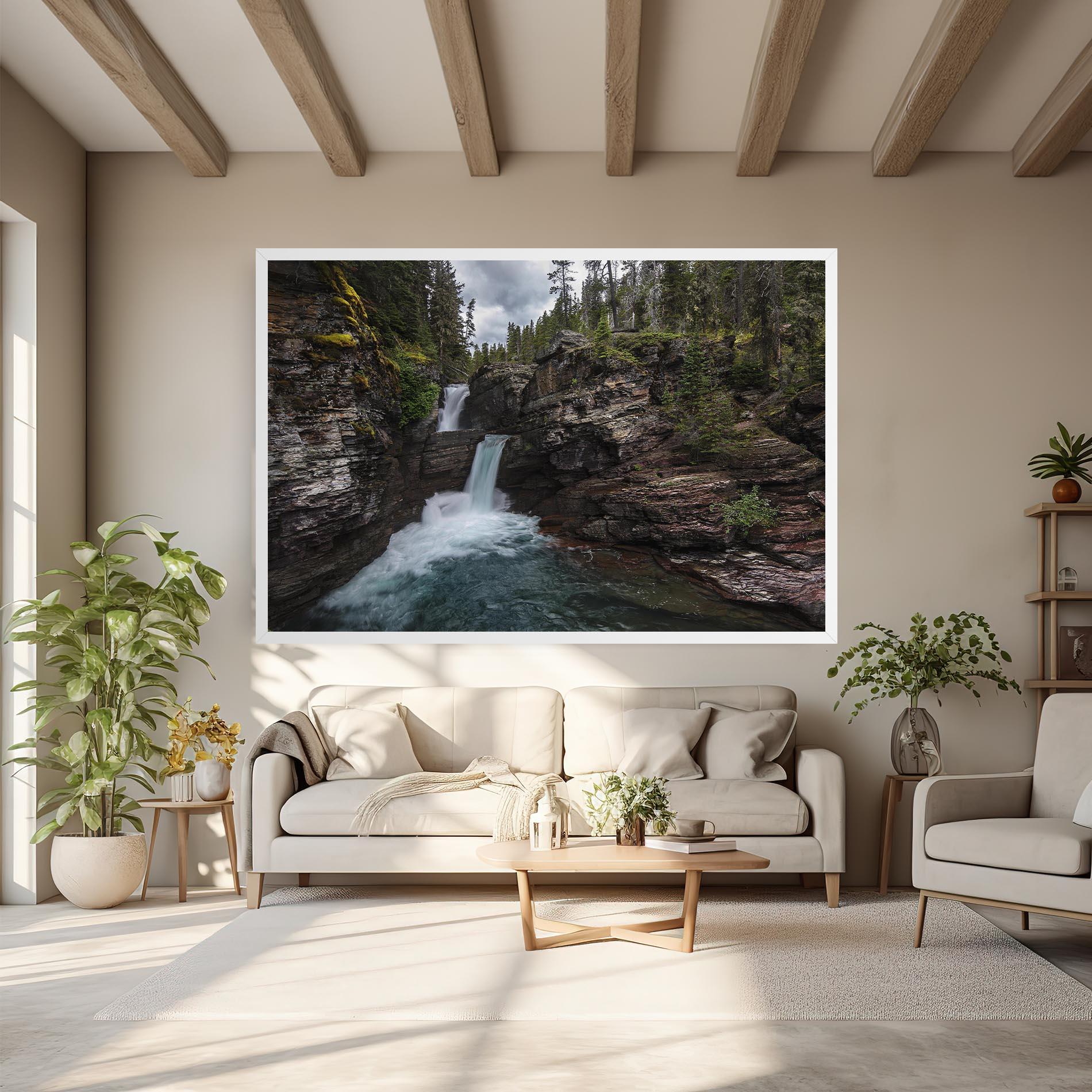 Obraz na Płótnie Majestic Forest Waterfall mockup 6