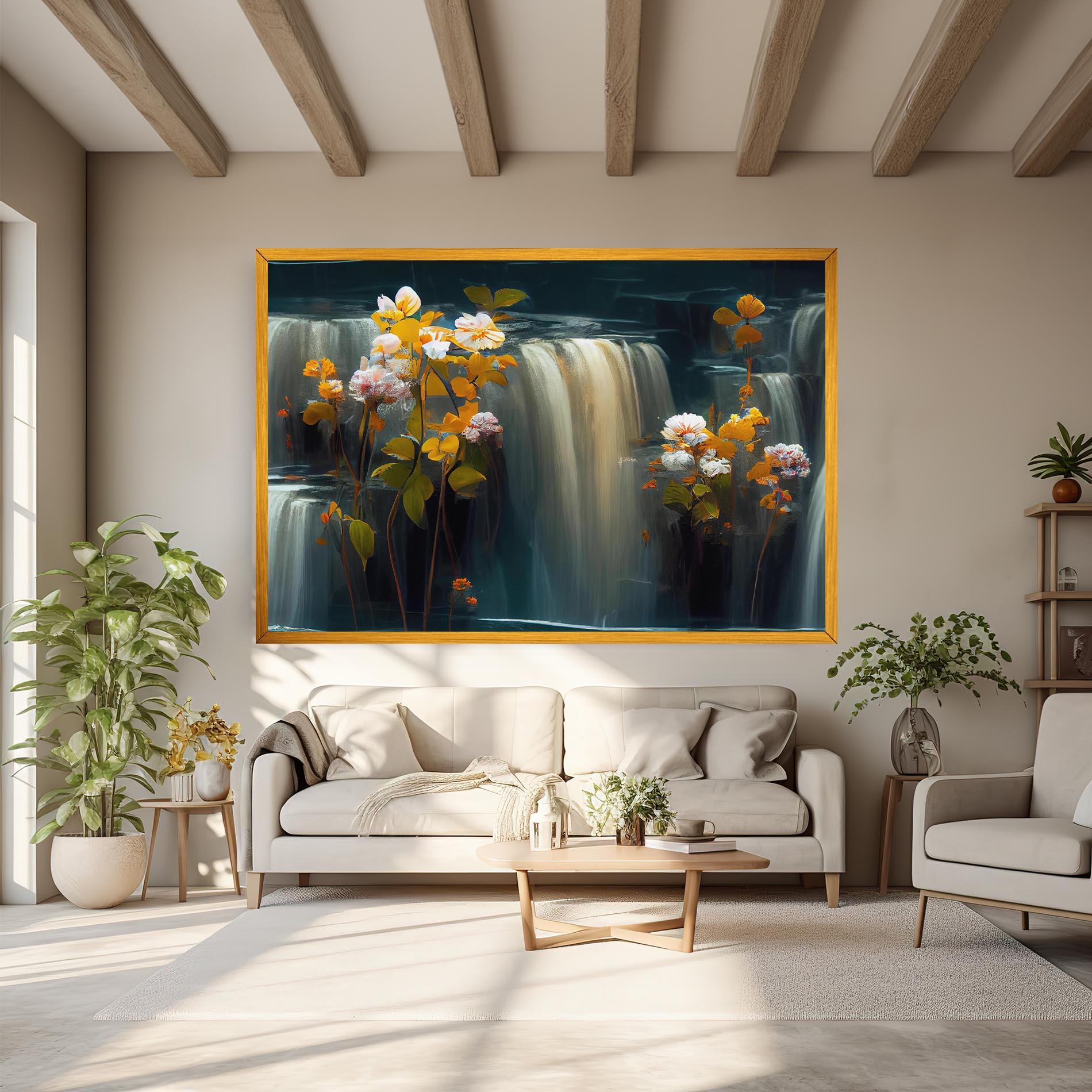 Obraz na Płótnie Flowers Waterfall mockup 6