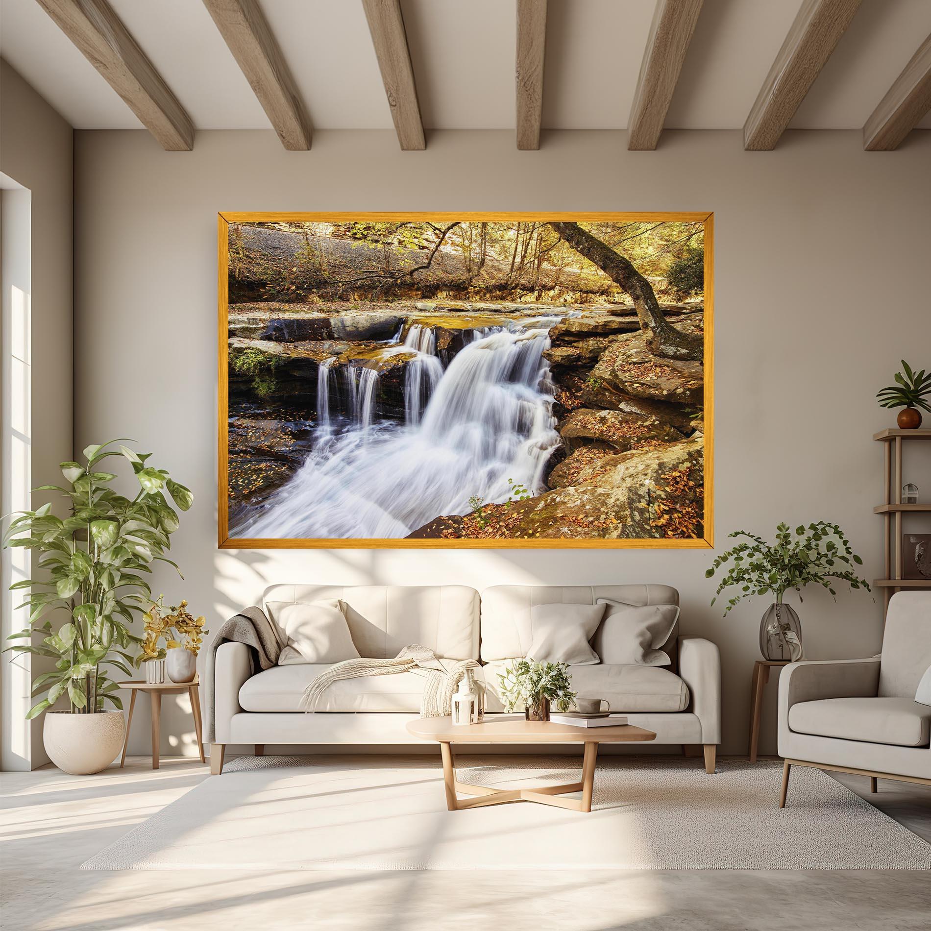 Obraz na Płótnie Pretty Autumn Waterfall mockup 6