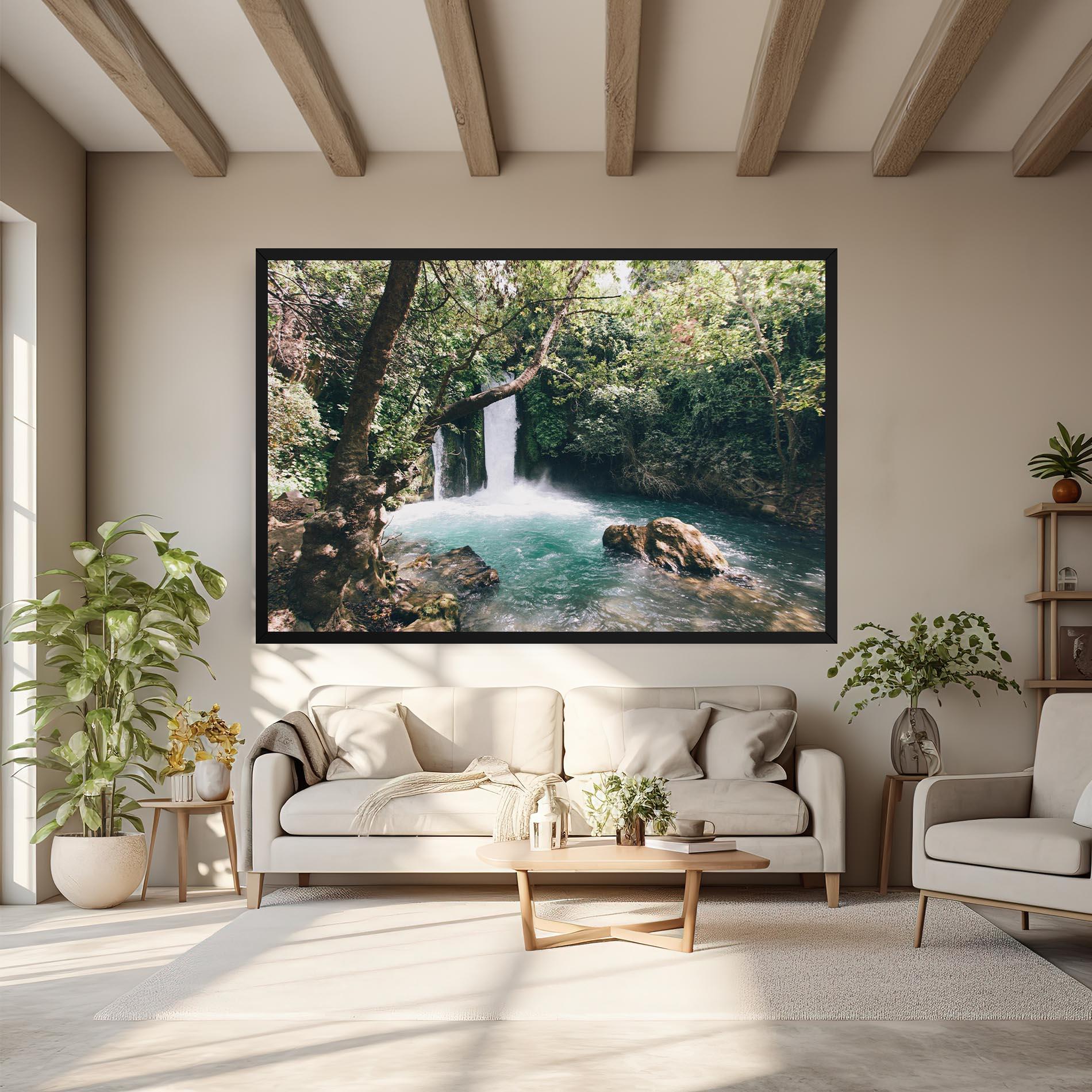 Obraz na Płótnie Beautiful Blue Waterfall mockup 6