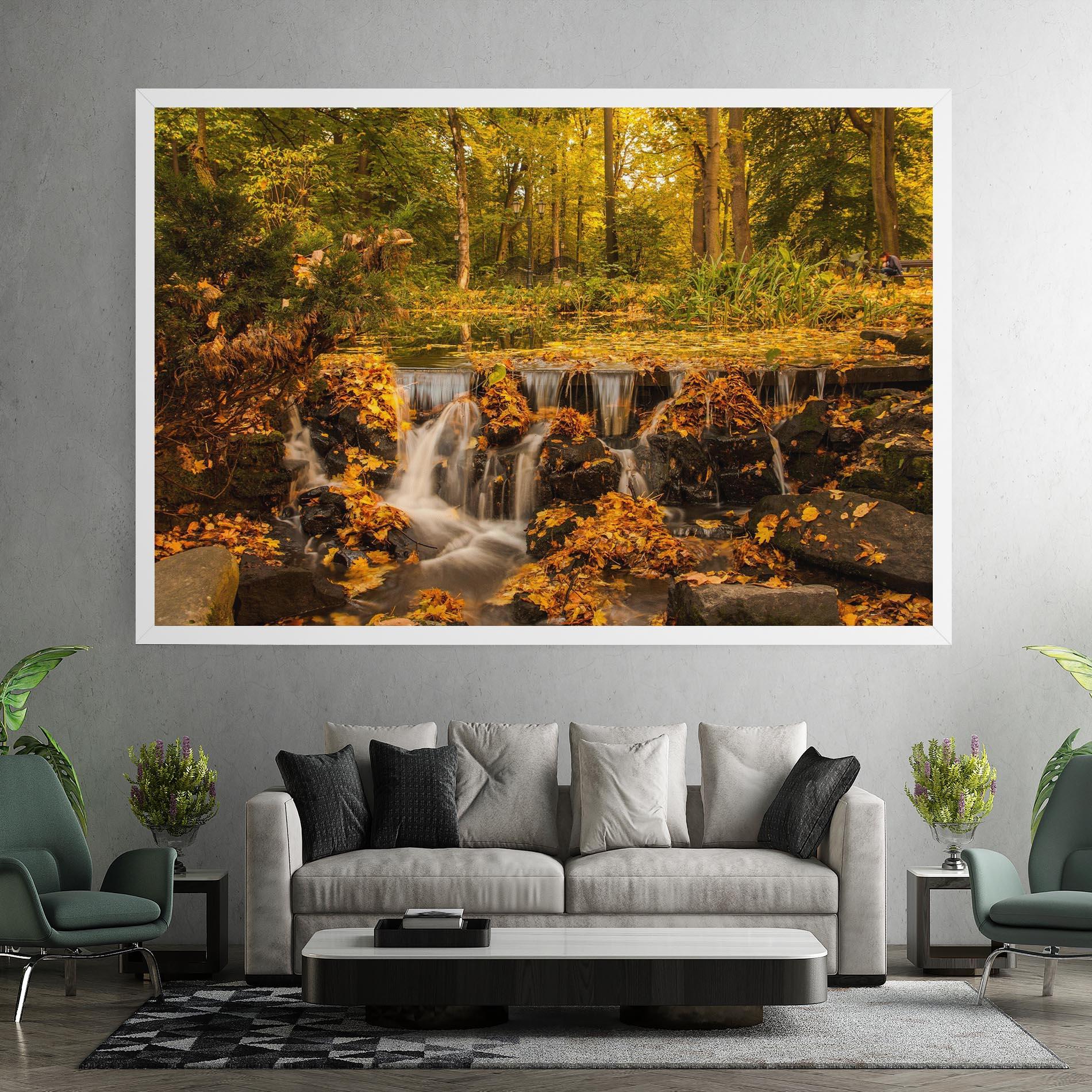 Obraz na Płótnie Autumn Pretty Waterfall mockup 7