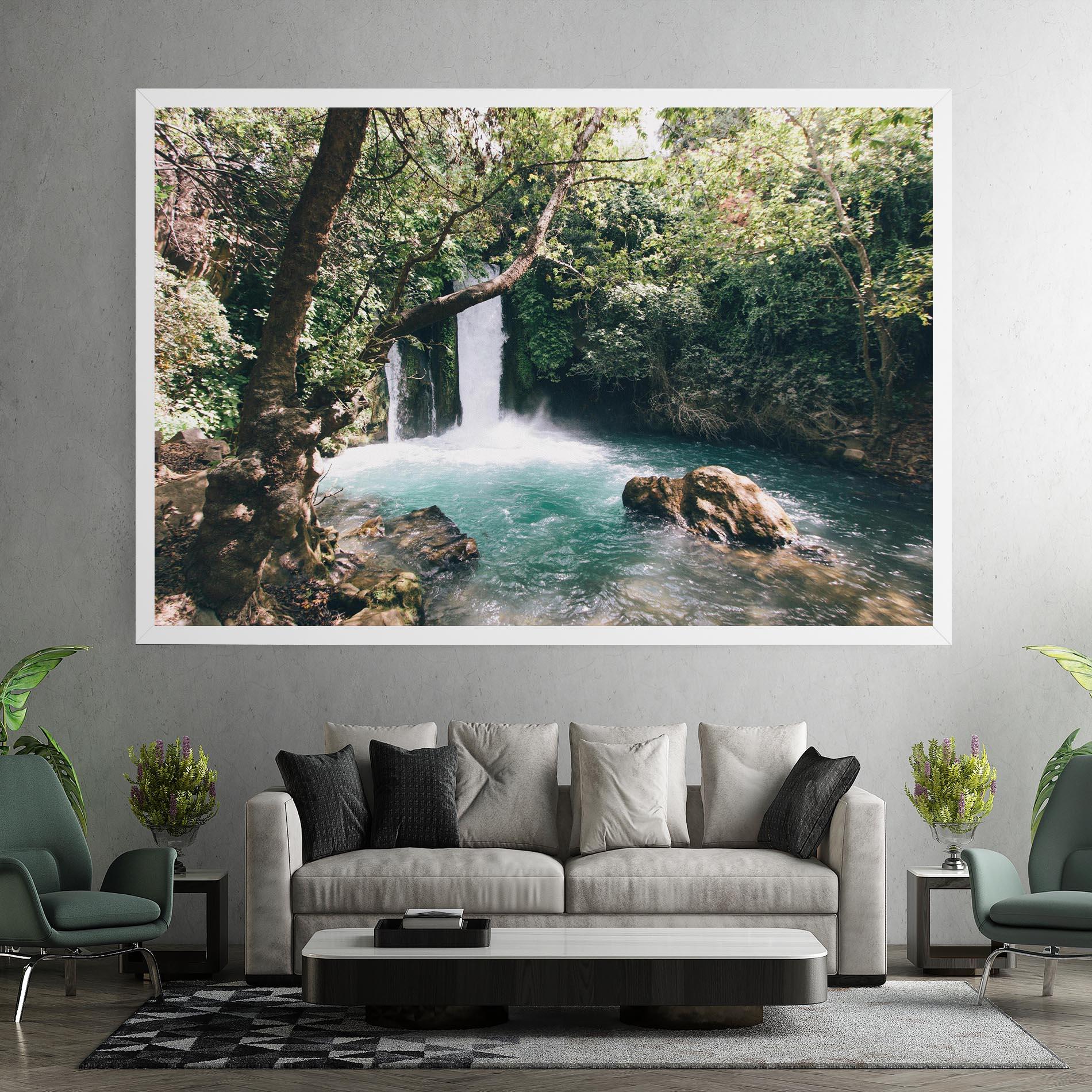 Obraz na Płótnie Beautiful Blue Waterfall mockup 7