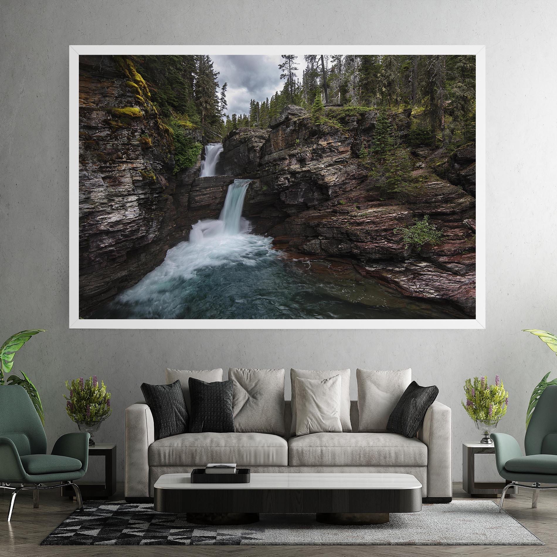 Obraz na Płótnie Majestic Forest Waterfall mockup 7