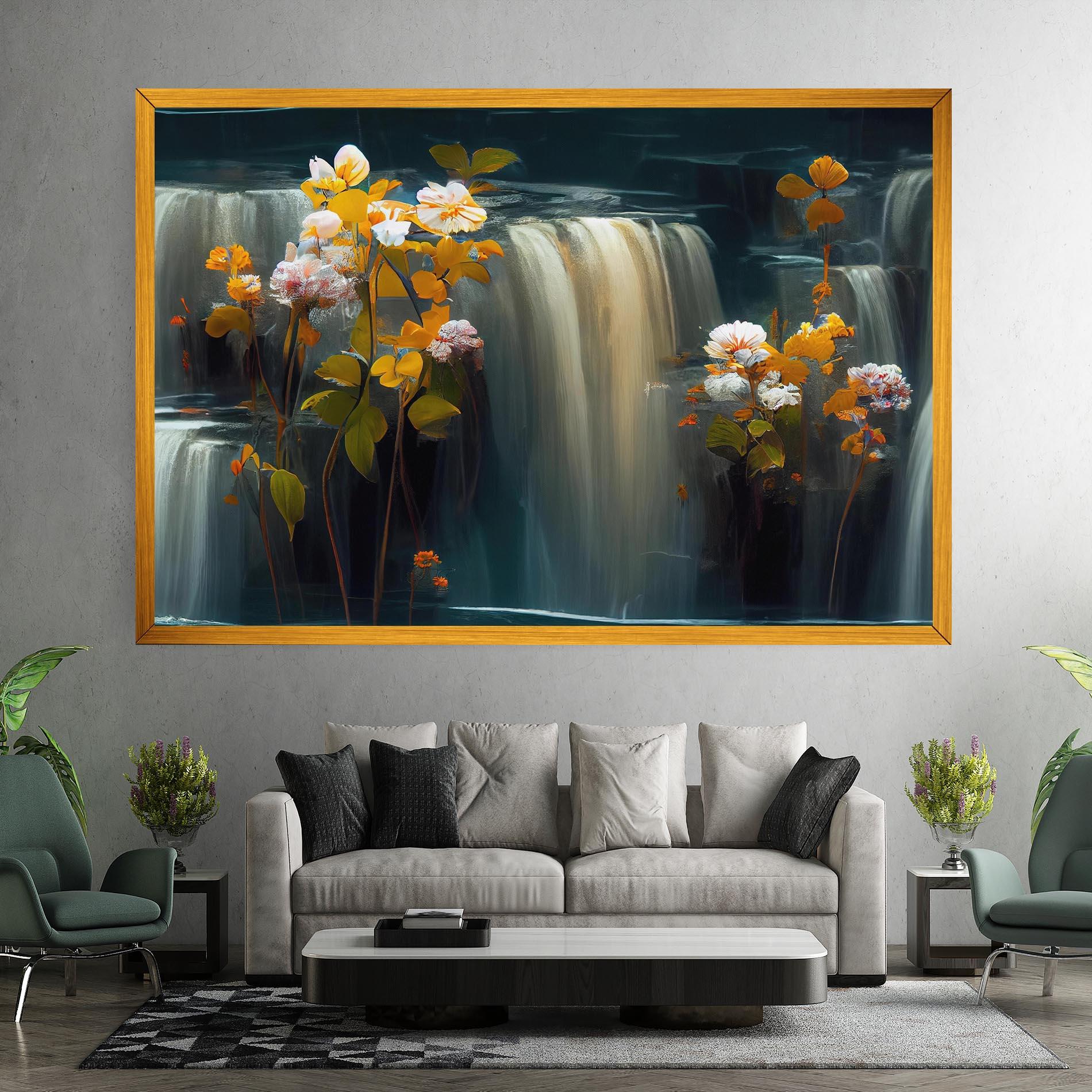 Obraz na Płótnie Flowers Waterfall mockup 7