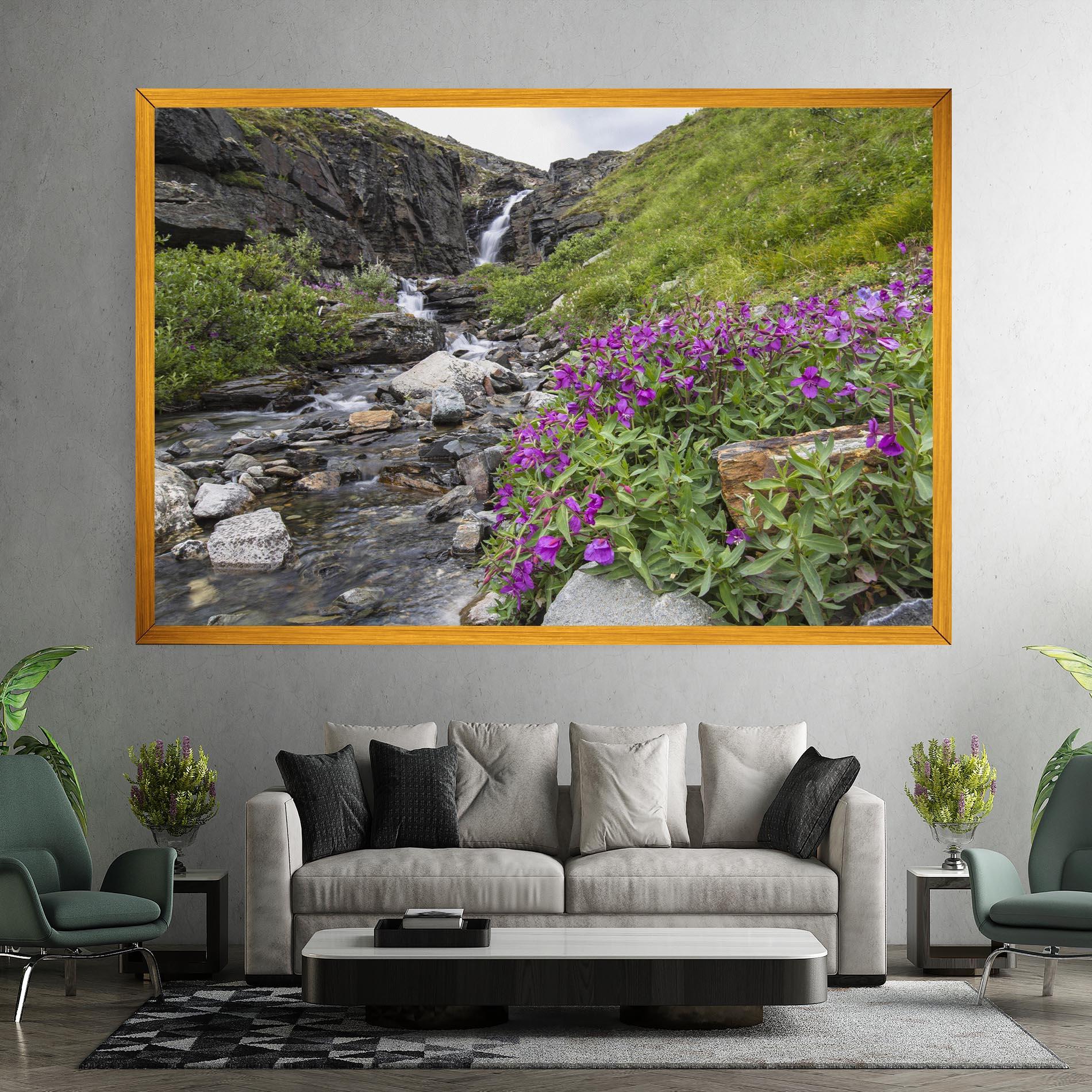 Obraz na Płótnie Purple Flowers Waterfall mockup 7