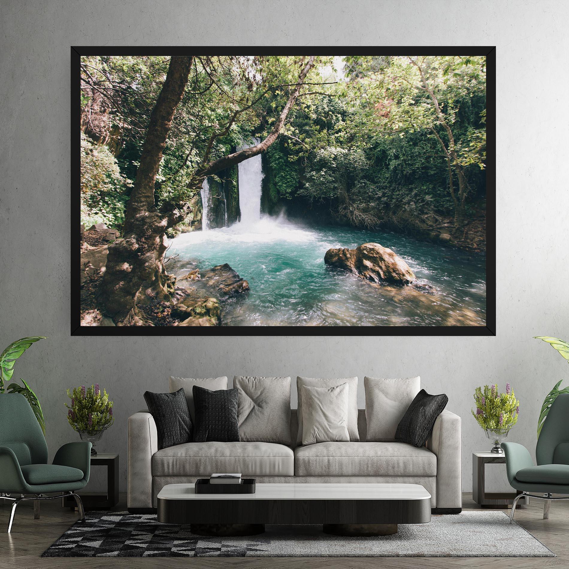 Obraz na Płótnie Beautiful Blue Waterfall mockup 7