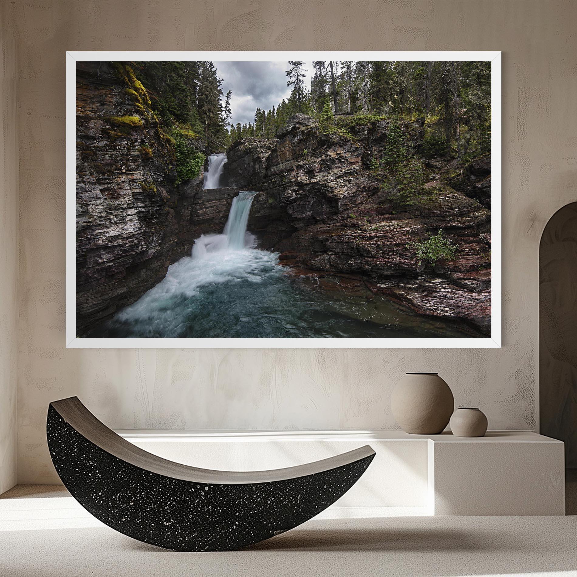 Obraz na Płótnie Majestic Forest Waterfall mockup 8