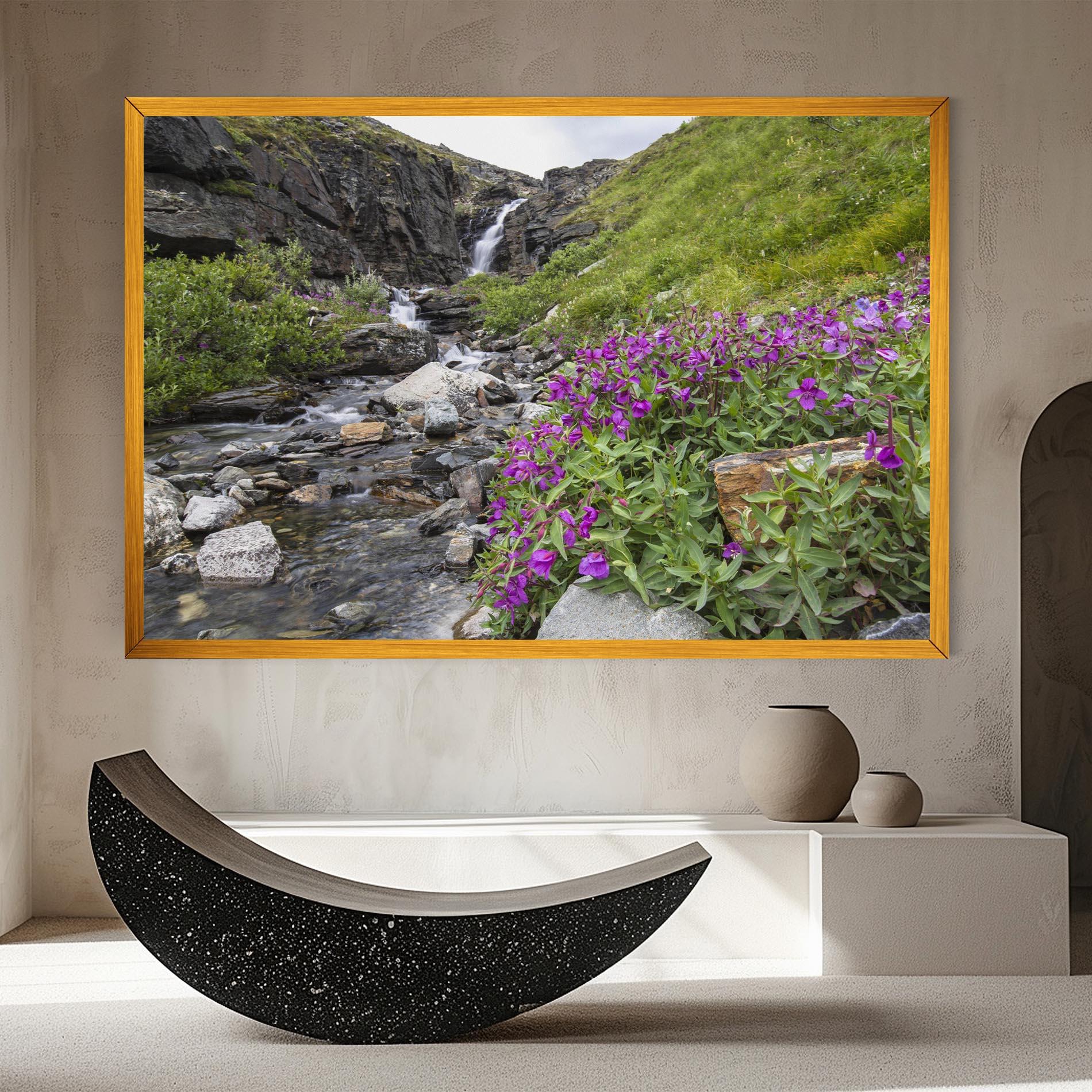 Obraz na Płótnie Purple Flowers Waterfall mockup 8