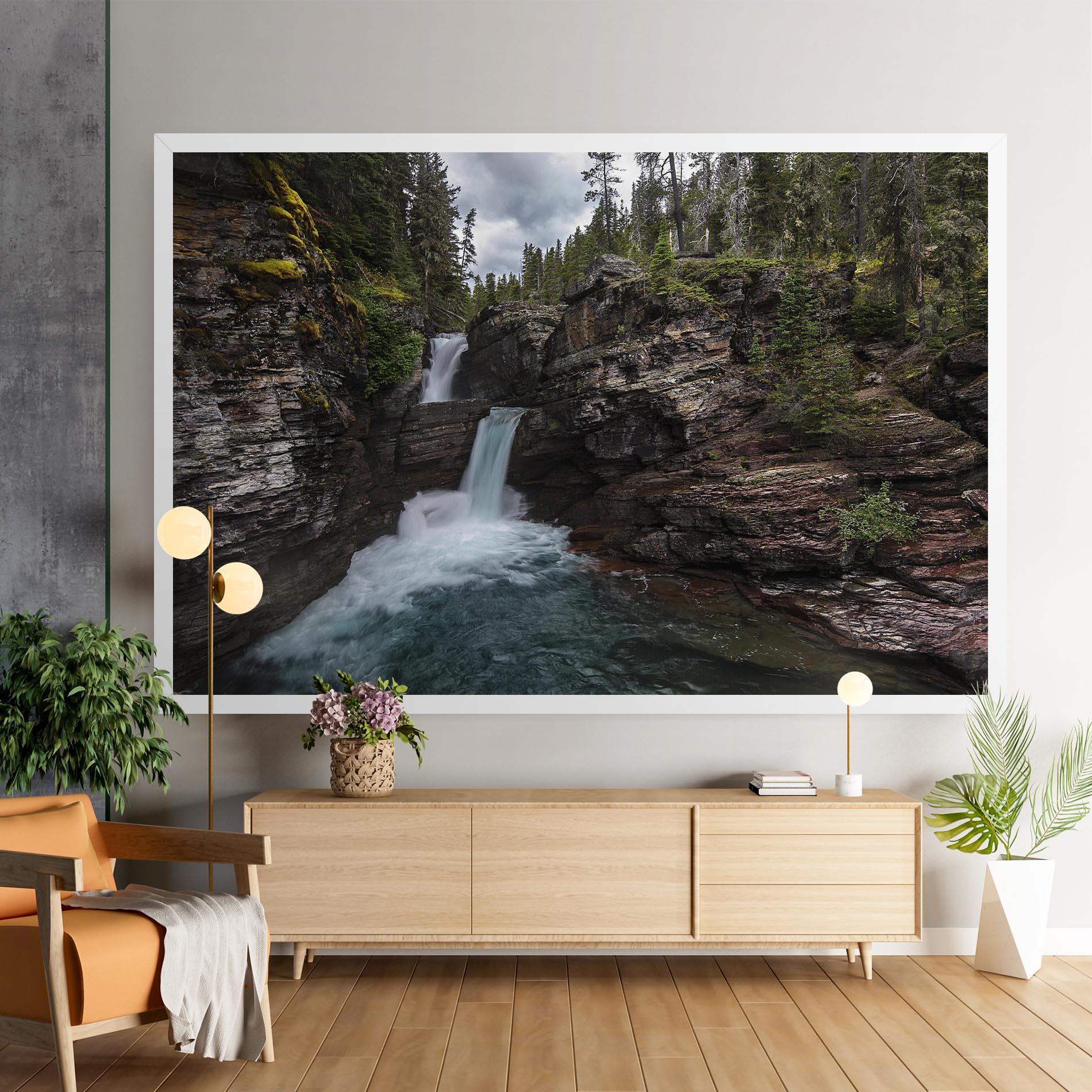 Obraz na Płótnie Majestic Forest Waterfall mockup 9