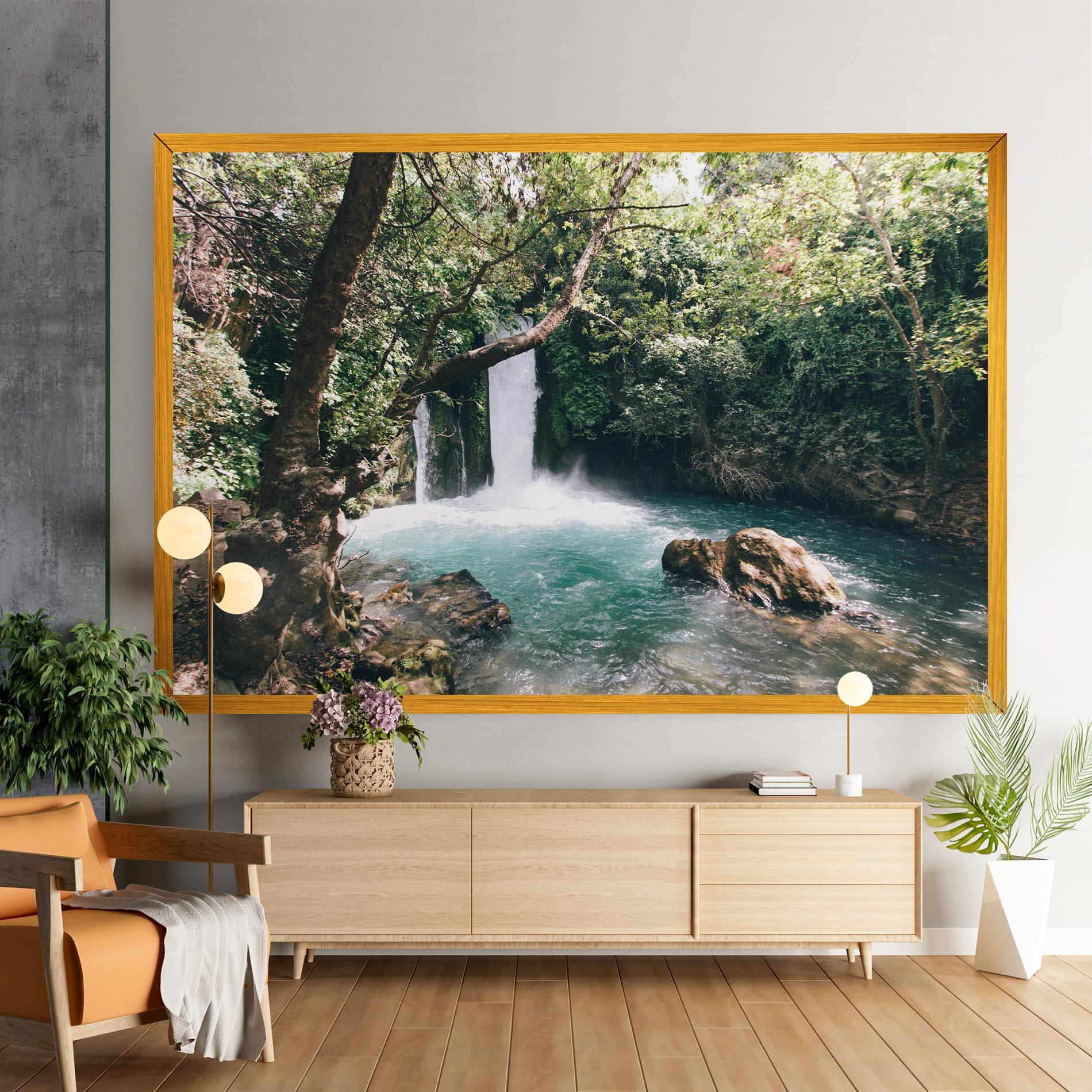 Obraz na Płótnie Beautiful Blue Waterfall mockup 9