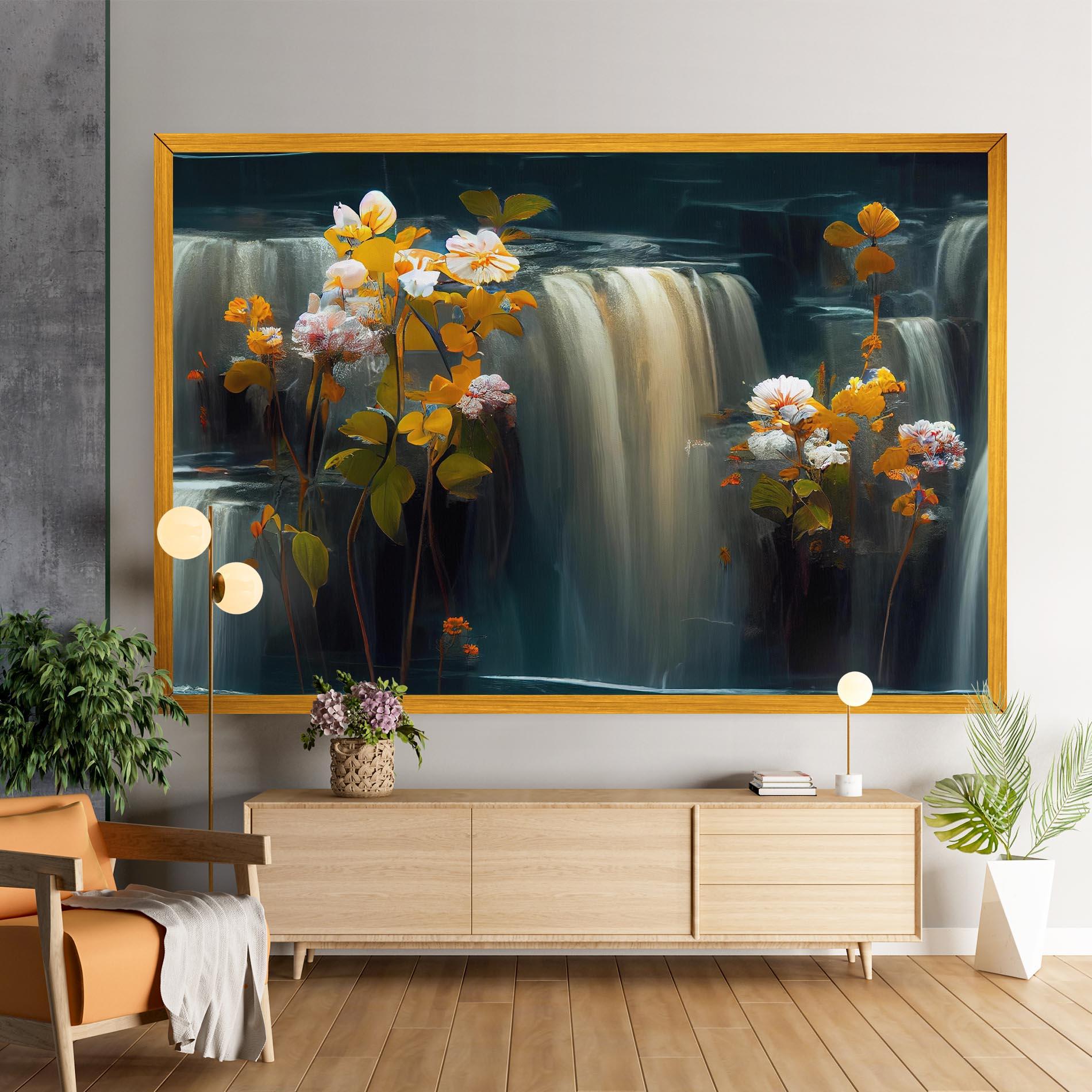 Obraz na Płótnie Flowers Waterfall mockup 9