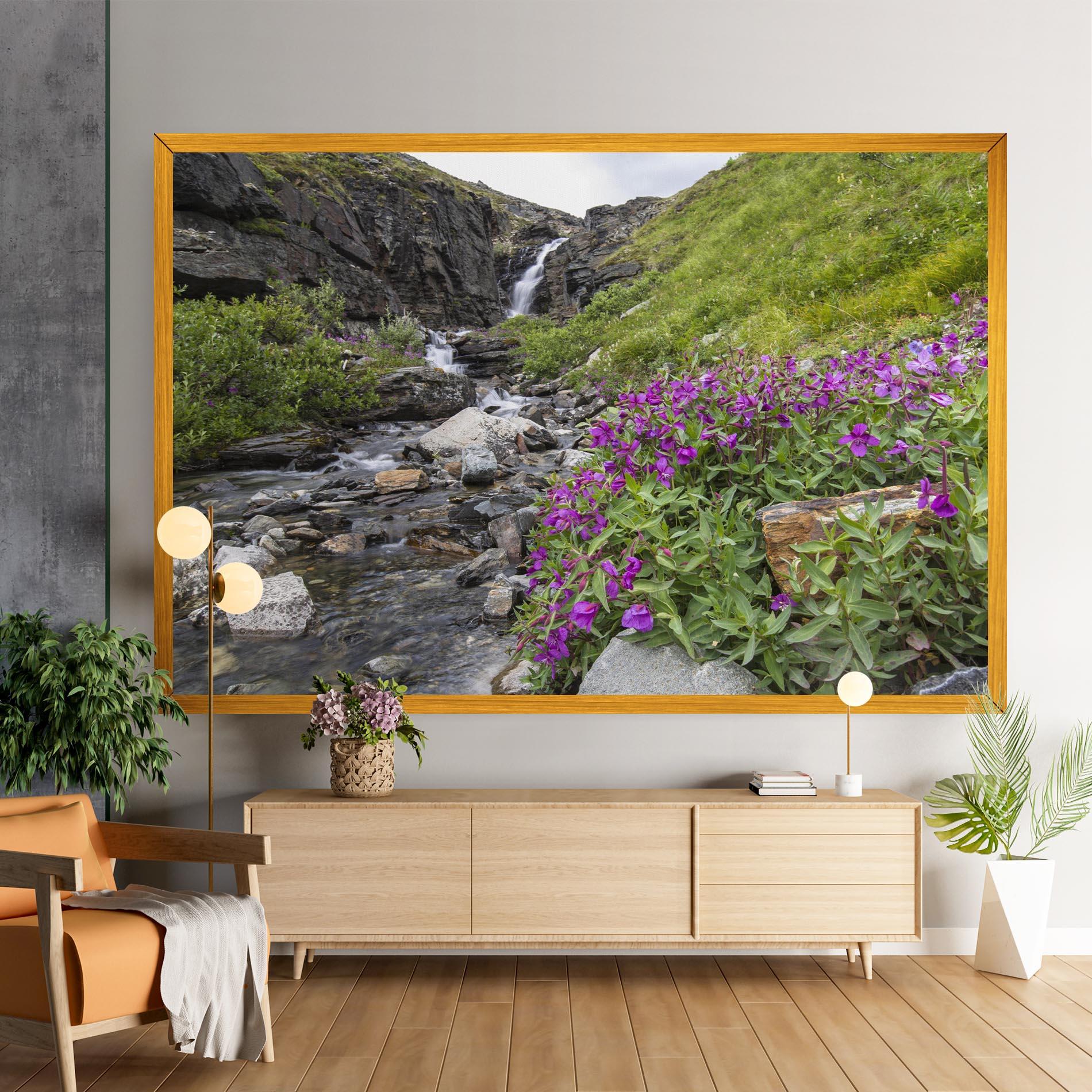 Obraz na Płótnie Purple Flowers Waterfall mockup 9