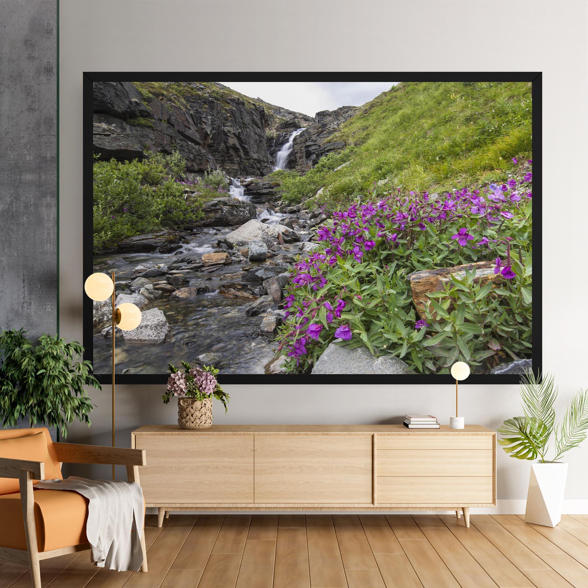 Obraz na Płótnie Purple Flowers Waterfall mockup 9
