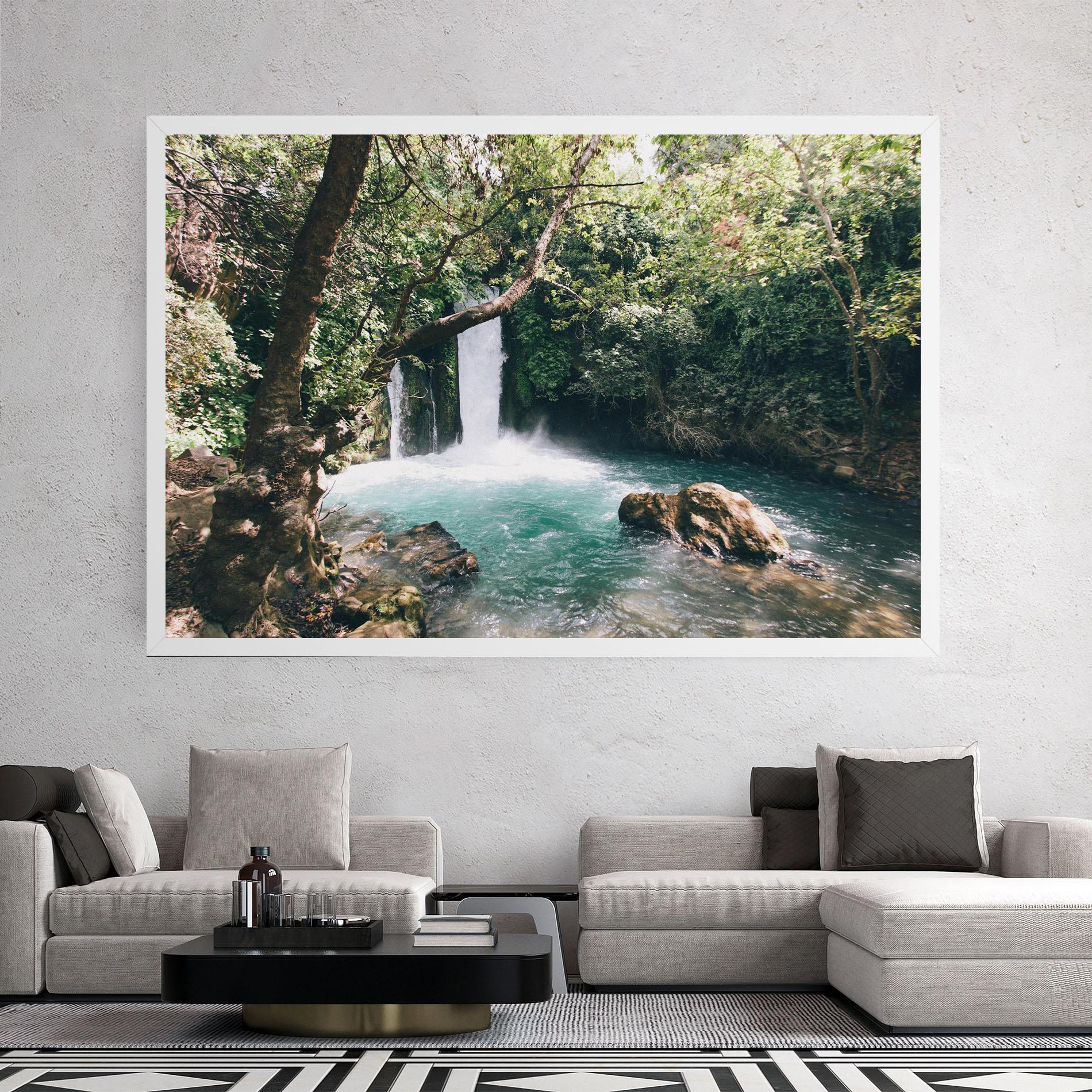 Obraz na Płótnie Beautiful Blue Waterfall mockup 2