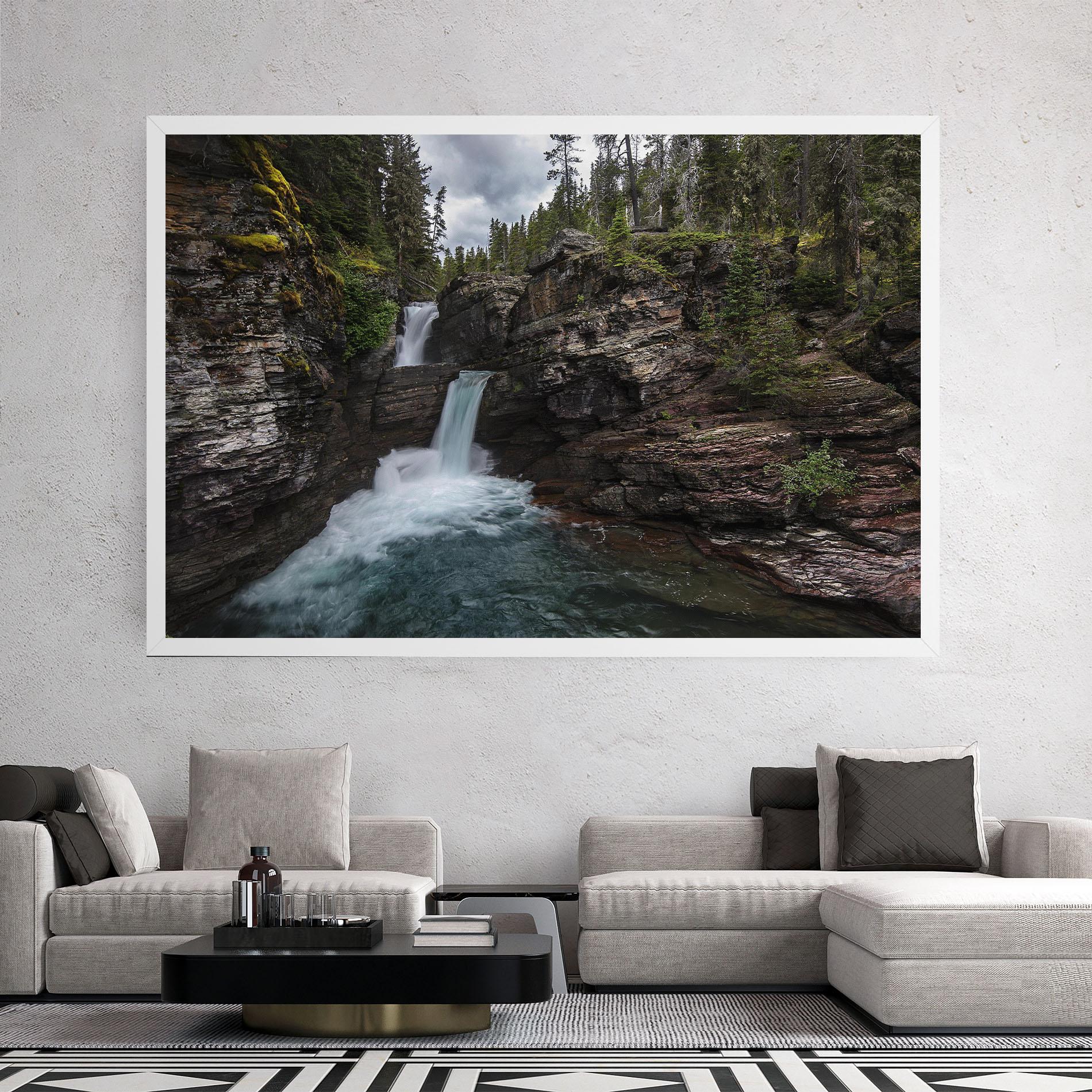 Obraz na Płótnie Majestic Forest Waterfall mockup 2