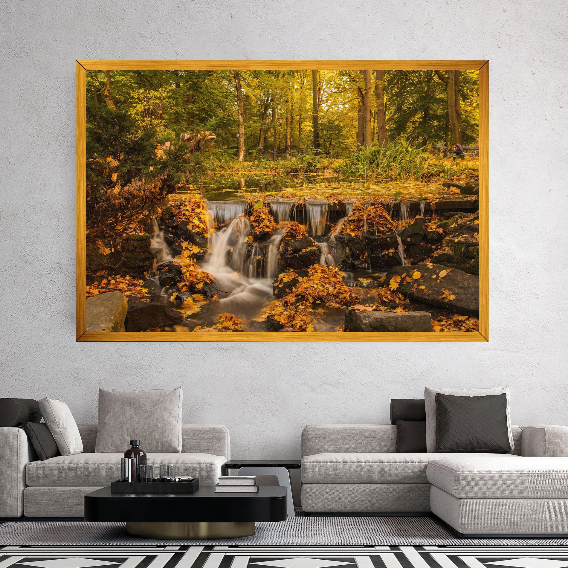 Obraz na Płótnie Autumn Pretty Waterfall mockup 2