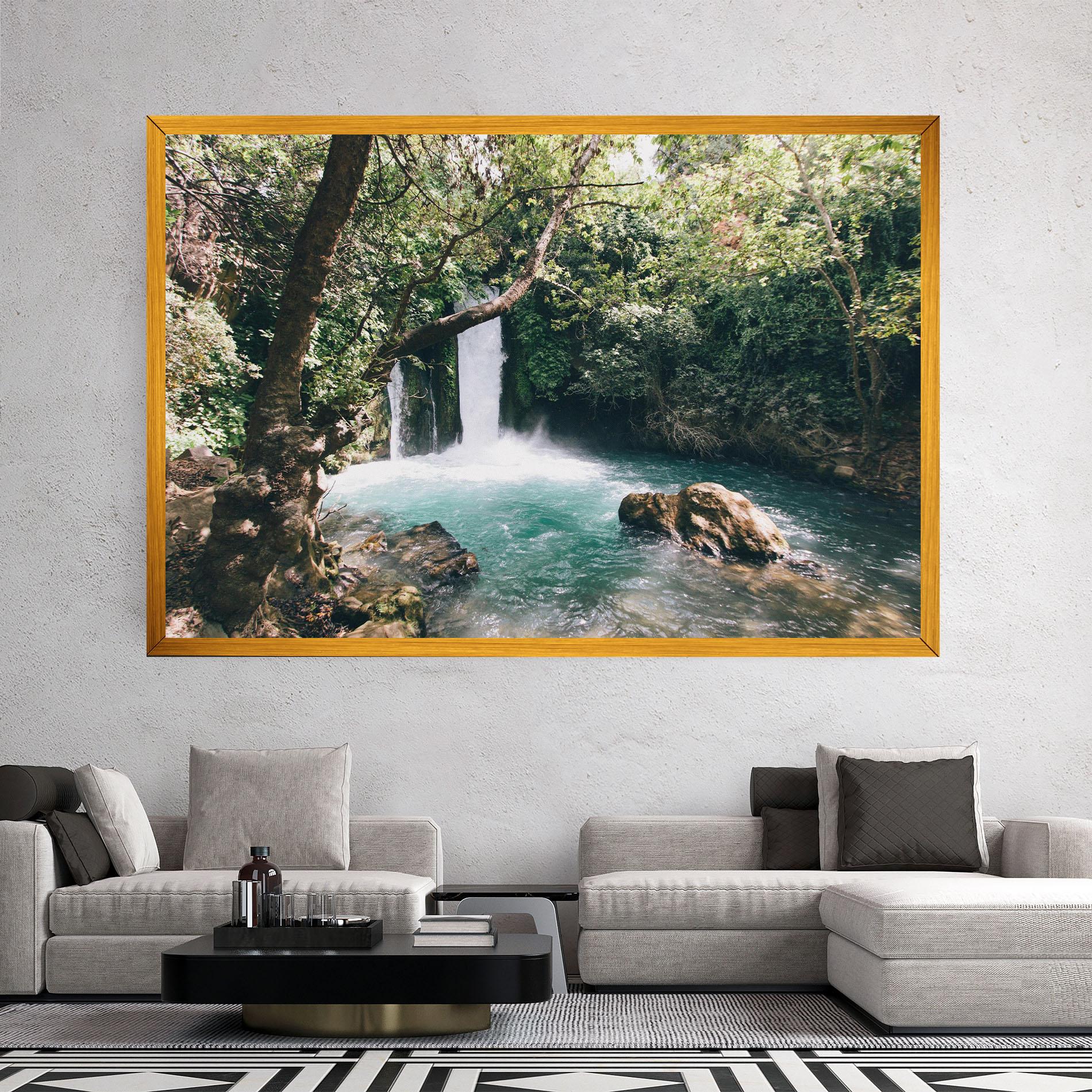 Obraz na Płótnie Beautiful Blue Waterfall mockup 2