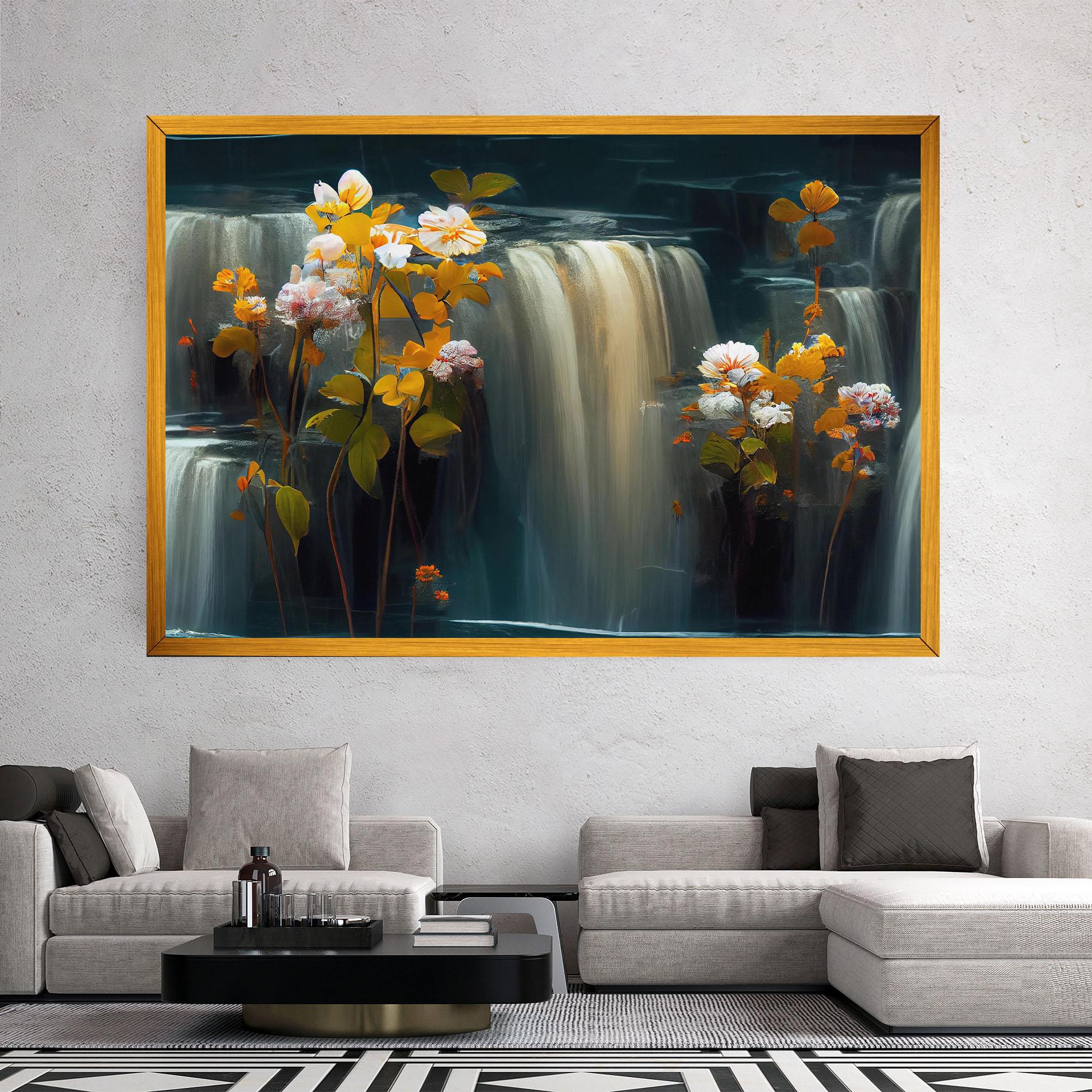 Obraz na Płótnie Flowers Waterfall mockup 2