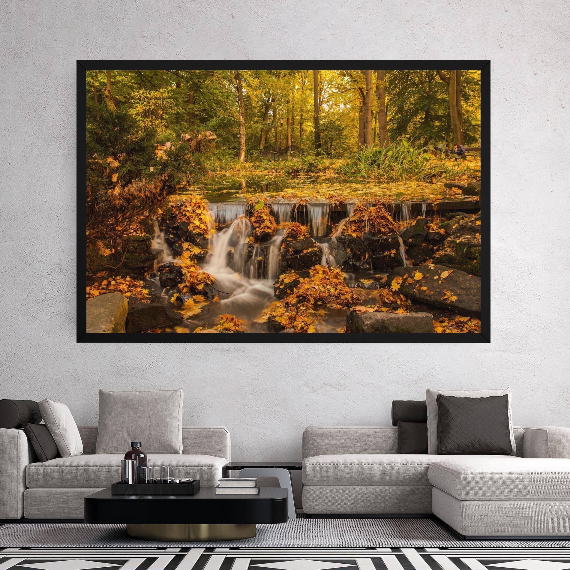 Obraz na Płótnie Autumn Pretty Waterfall mockup 2