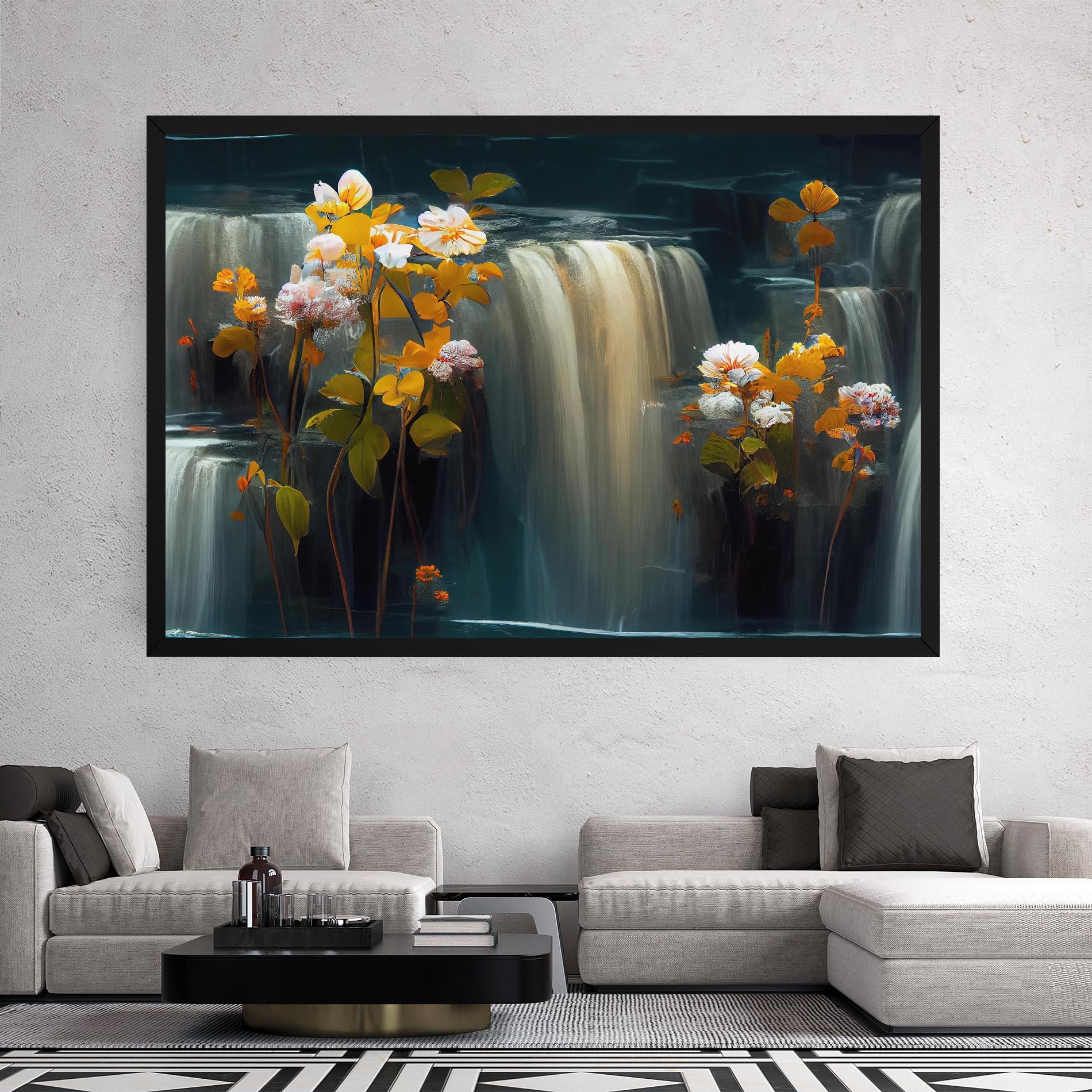 Obraz na Płótnie Flowers Waterfall mockup 2