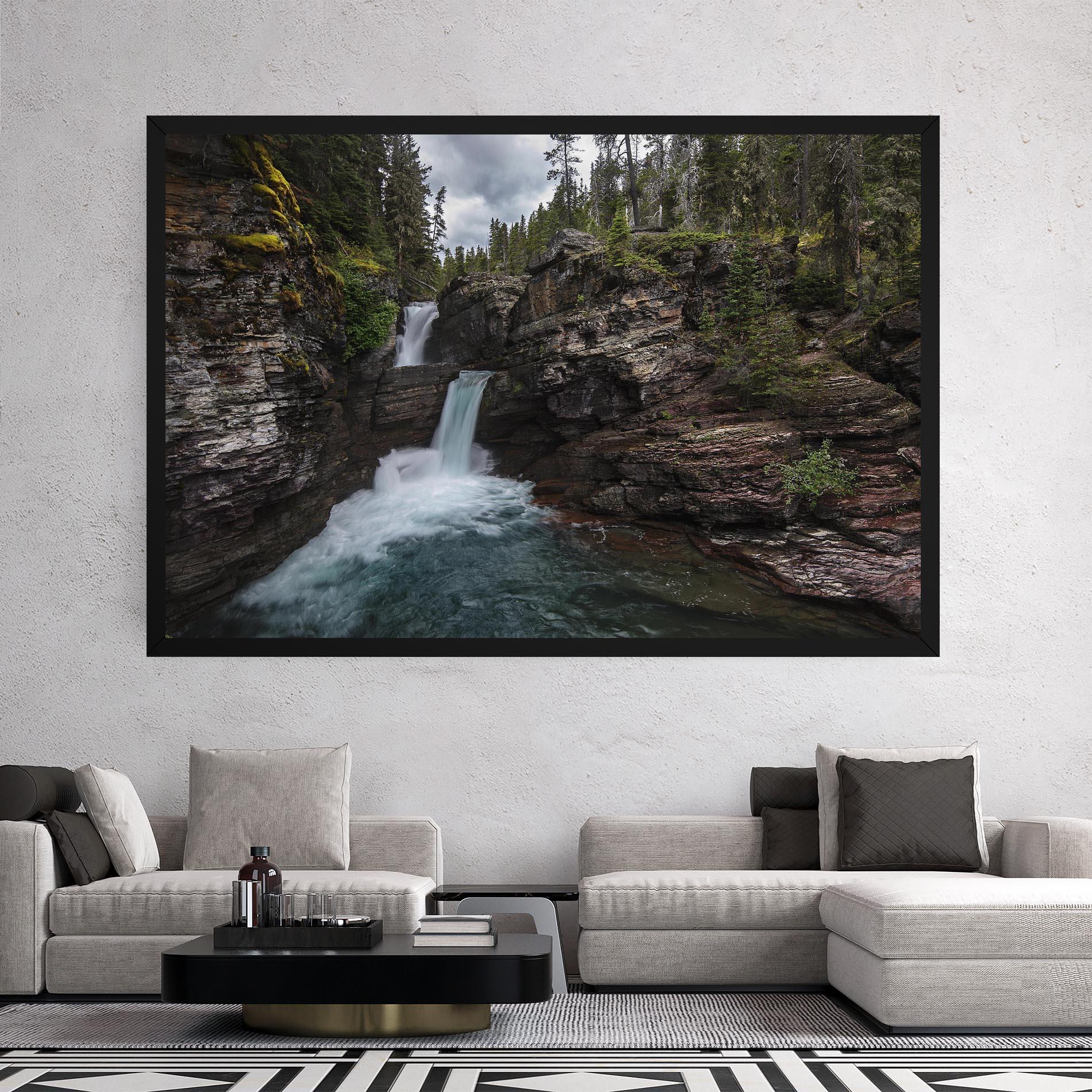 Obraz na Płótnie Majestic Forest Waterfall mockup 2