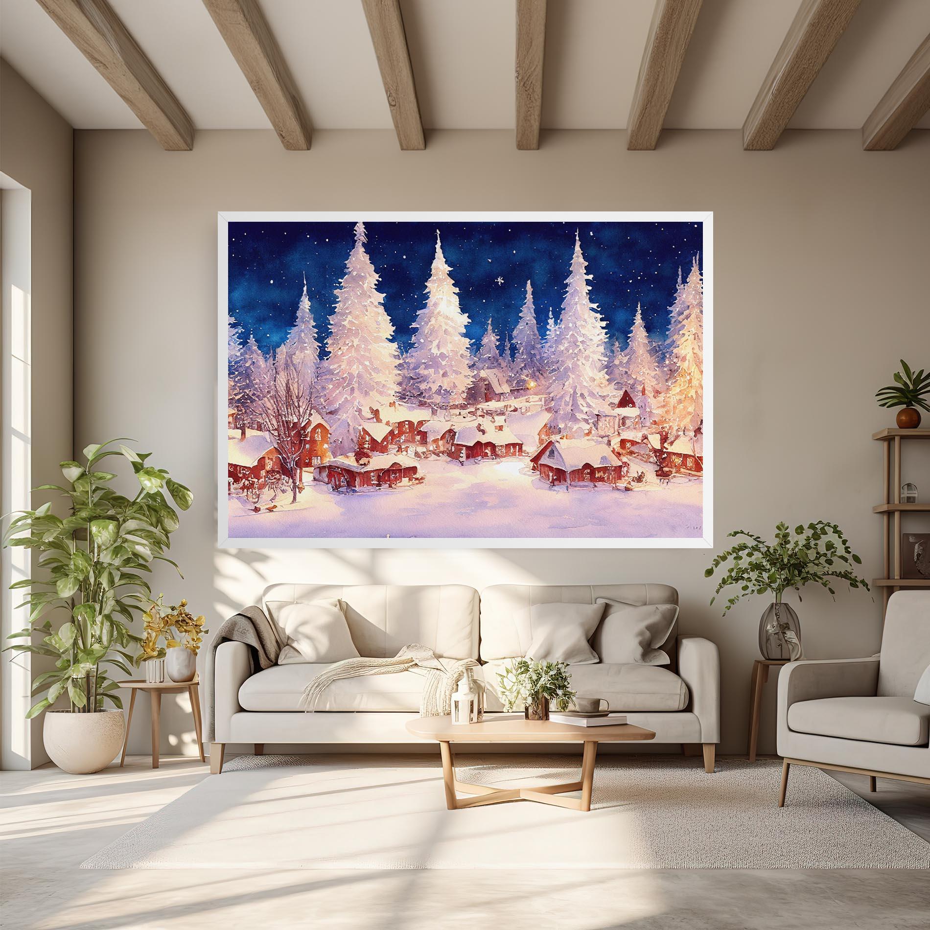 Obraz na Płótnie Snow Falling Painting mockup 6