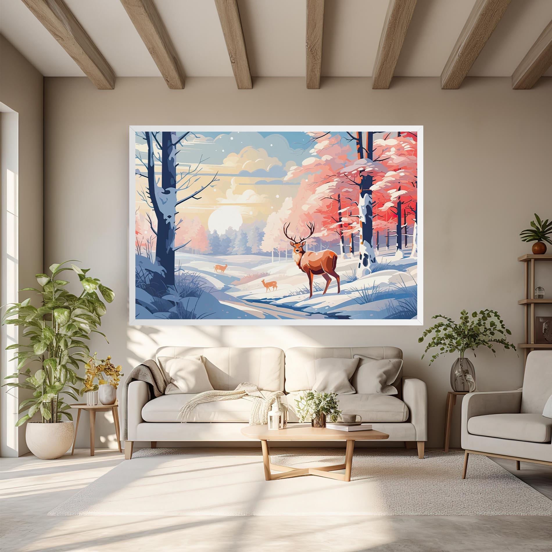 Obraz na Płótnie Winter Deer Art mockup 6