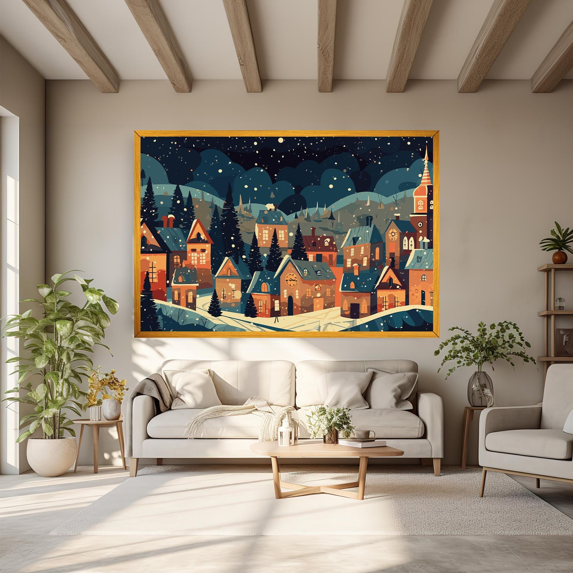 Obraz na Płótnie Winter View Houses mockup 6