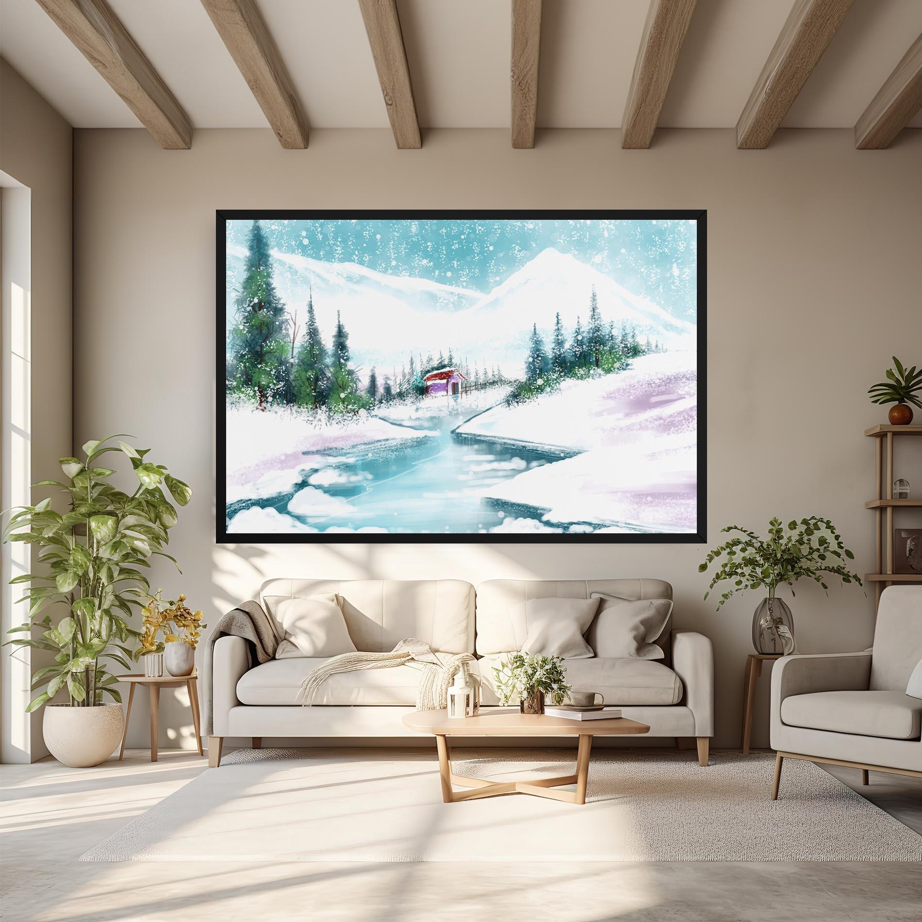 Obraz na Płótnie Purple House Winter mockup 6