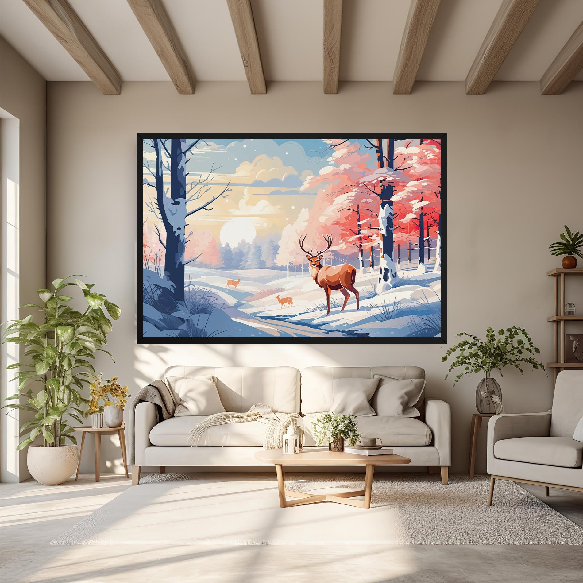 Obraz na Płótnie Winter Deer Art mockup 6