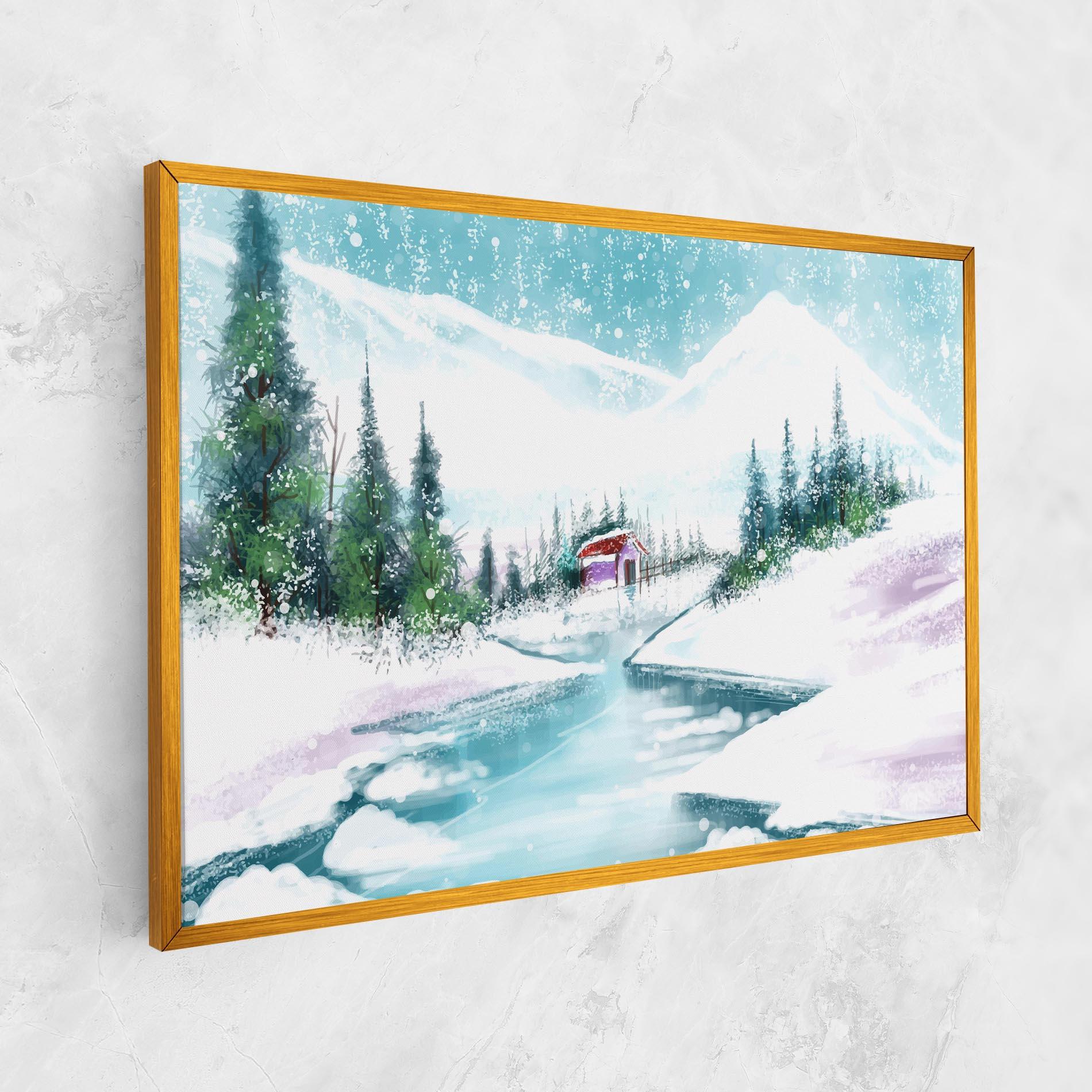 Obraz na Płótnie Purple House Winter mockup 1