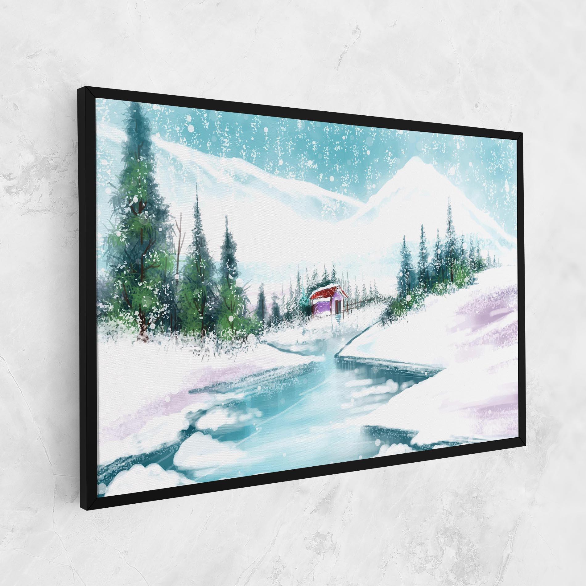 Obraz na Płótnie Purple House Winter mockup 1