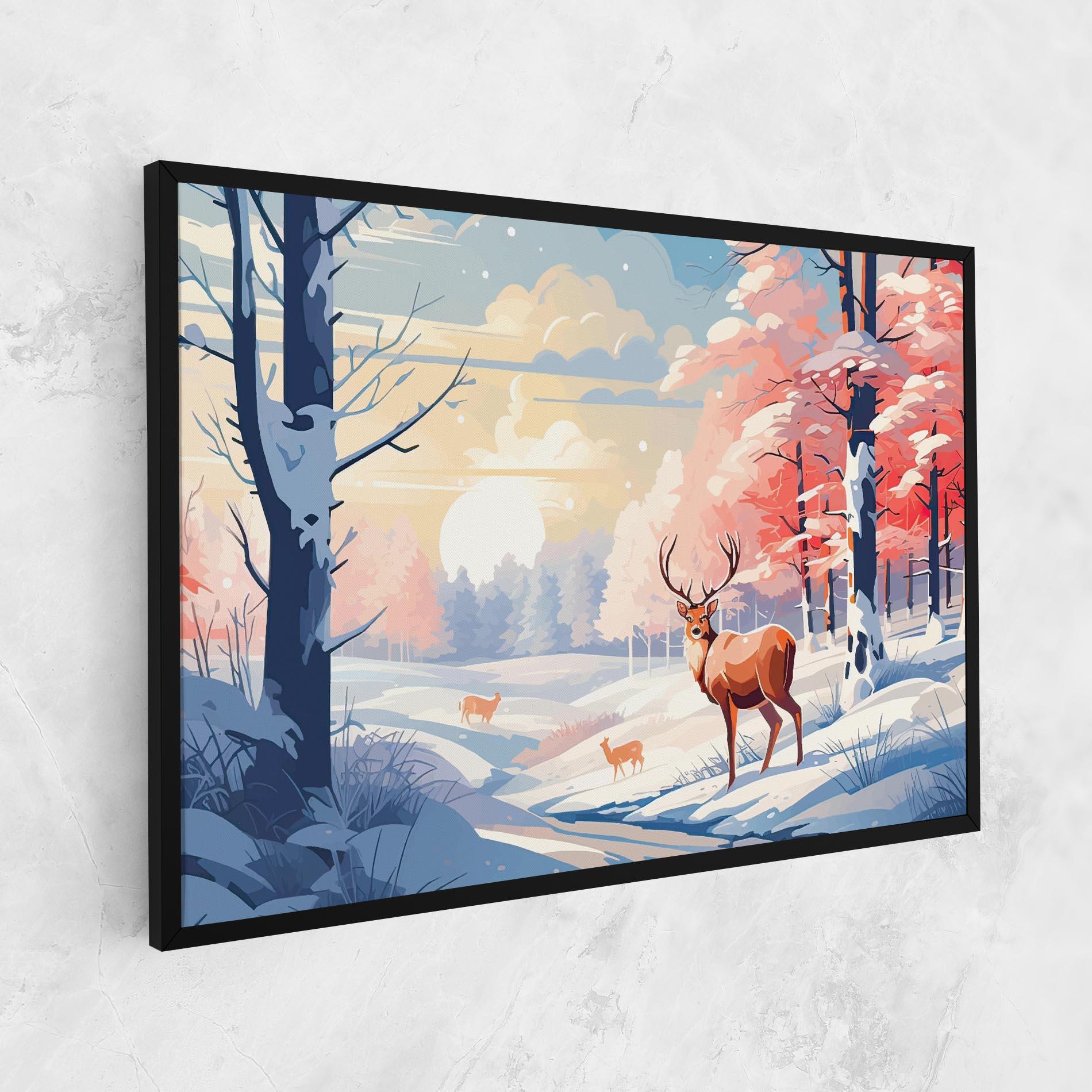 Obraz na Płótnie Winter Deer Art mockup 1