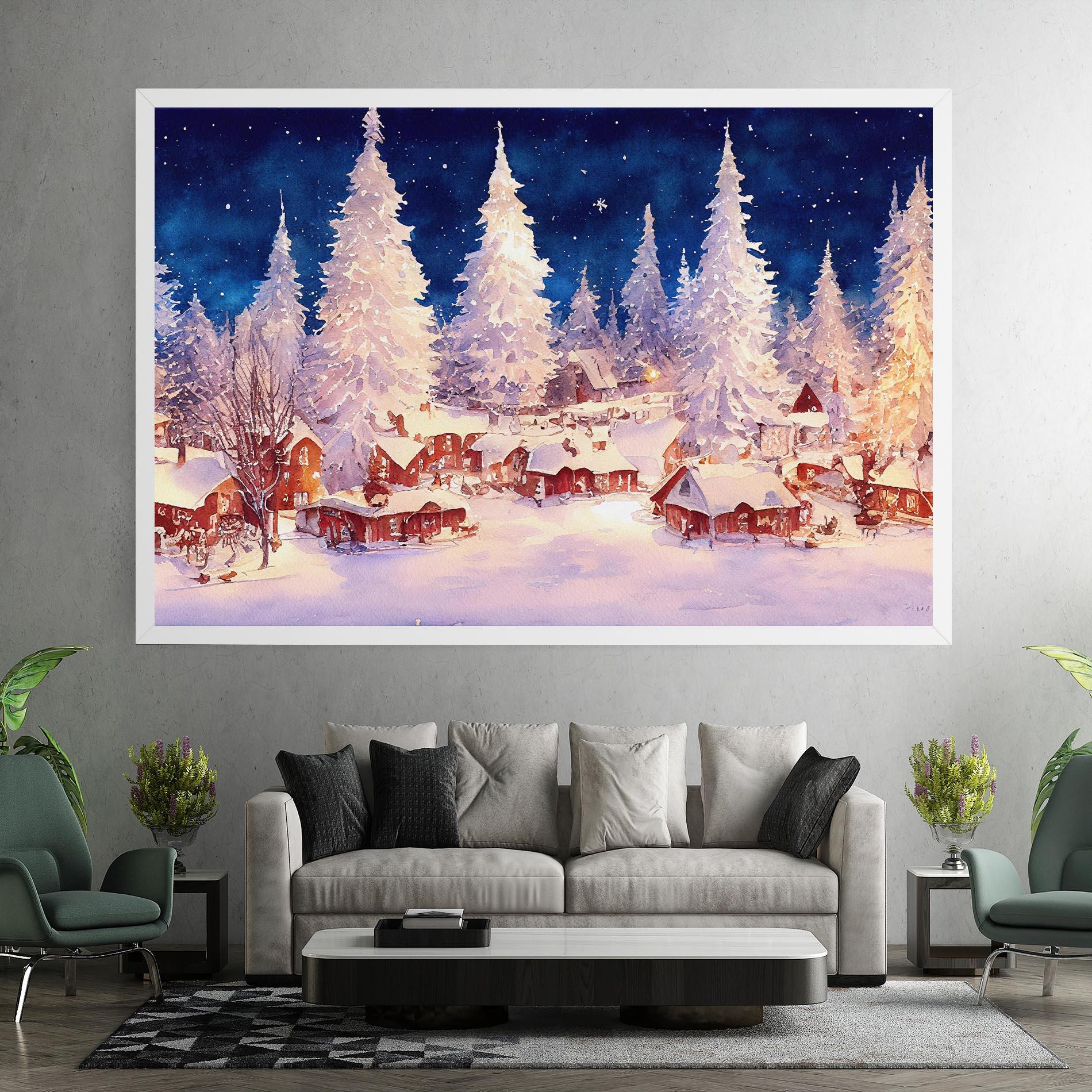Obraz na Płótnie Snow Falling Painting mockup 7