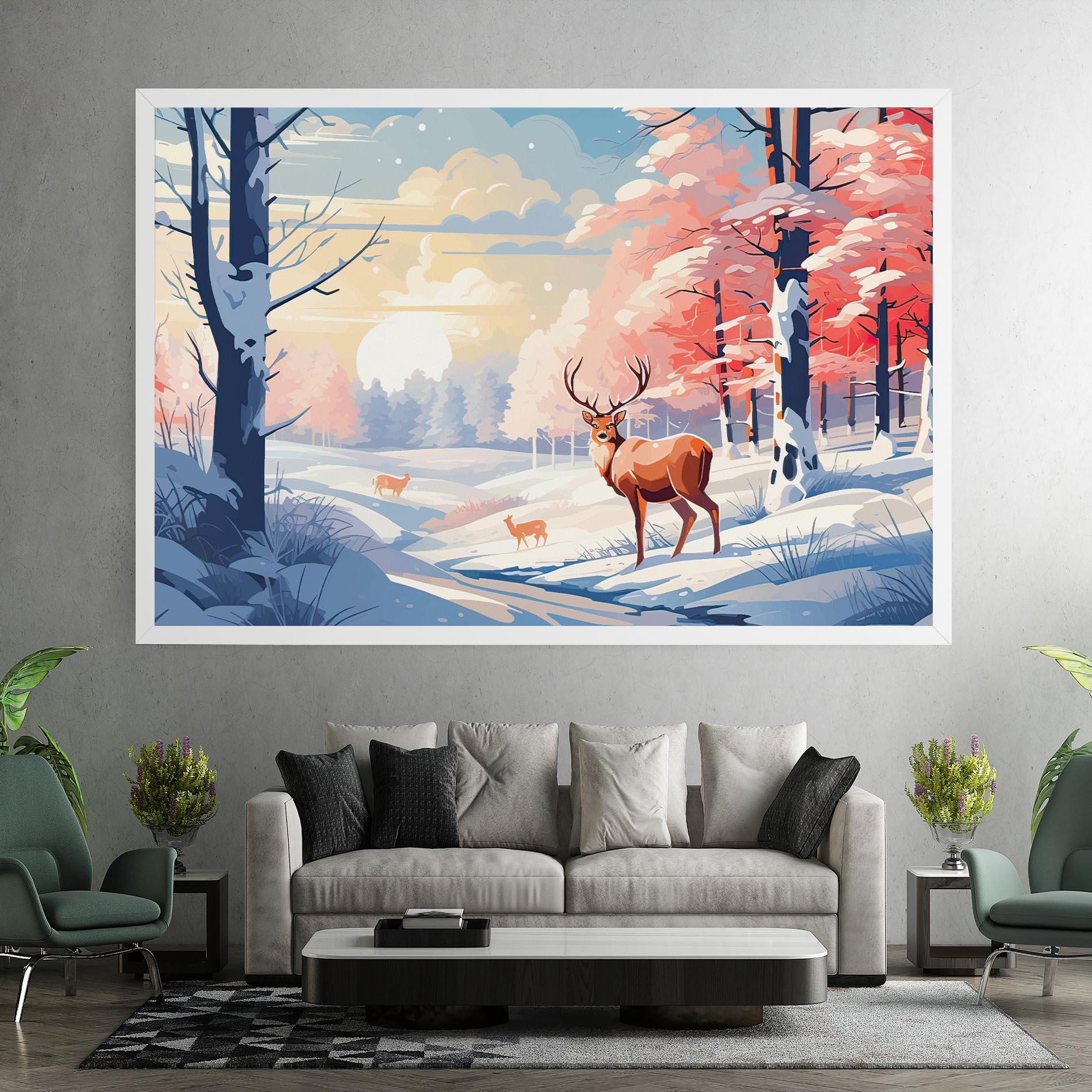 Obraz na Płótnie Winter Deer Art mockup 7