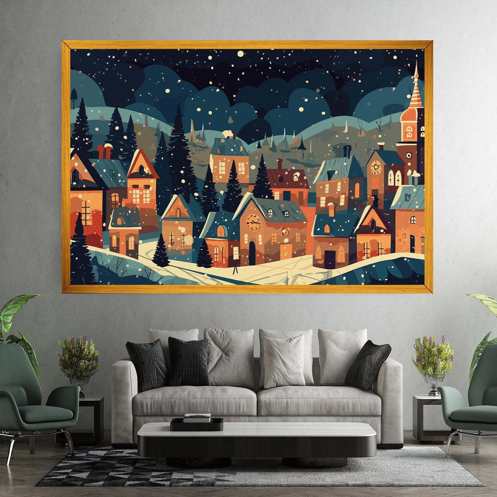 Obraz na Płótnie Winter View Houses mockup 7