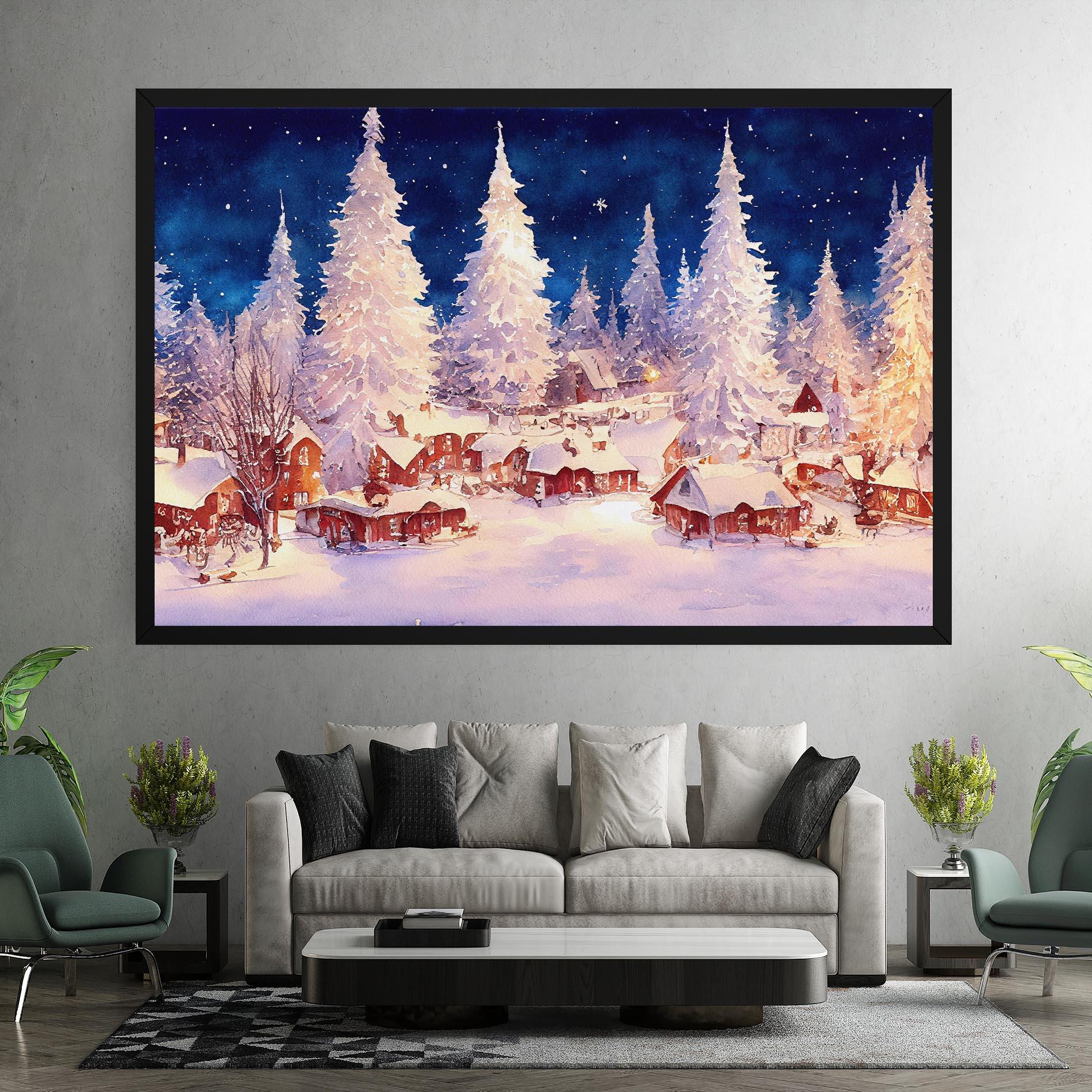Obraz na Płótnie Snow Falling Painting mockup 7
