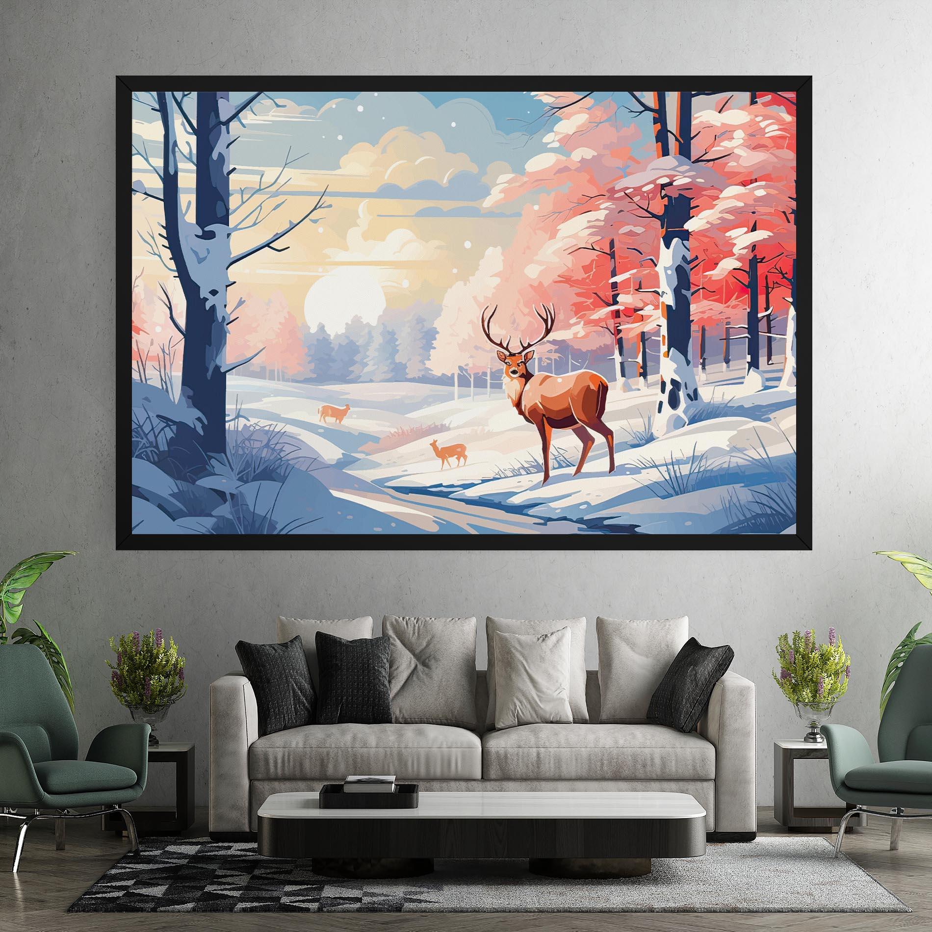 Obraz na Płótnie Winter Deer Art mockup 7