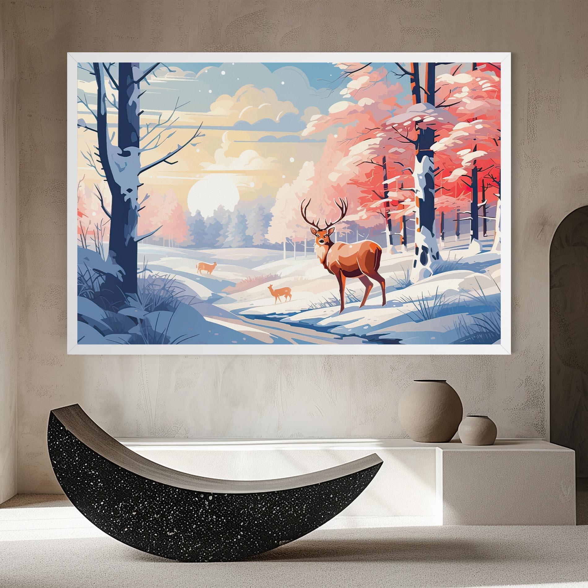 Obraz na Płótnie Winter Deer Art mockup 8