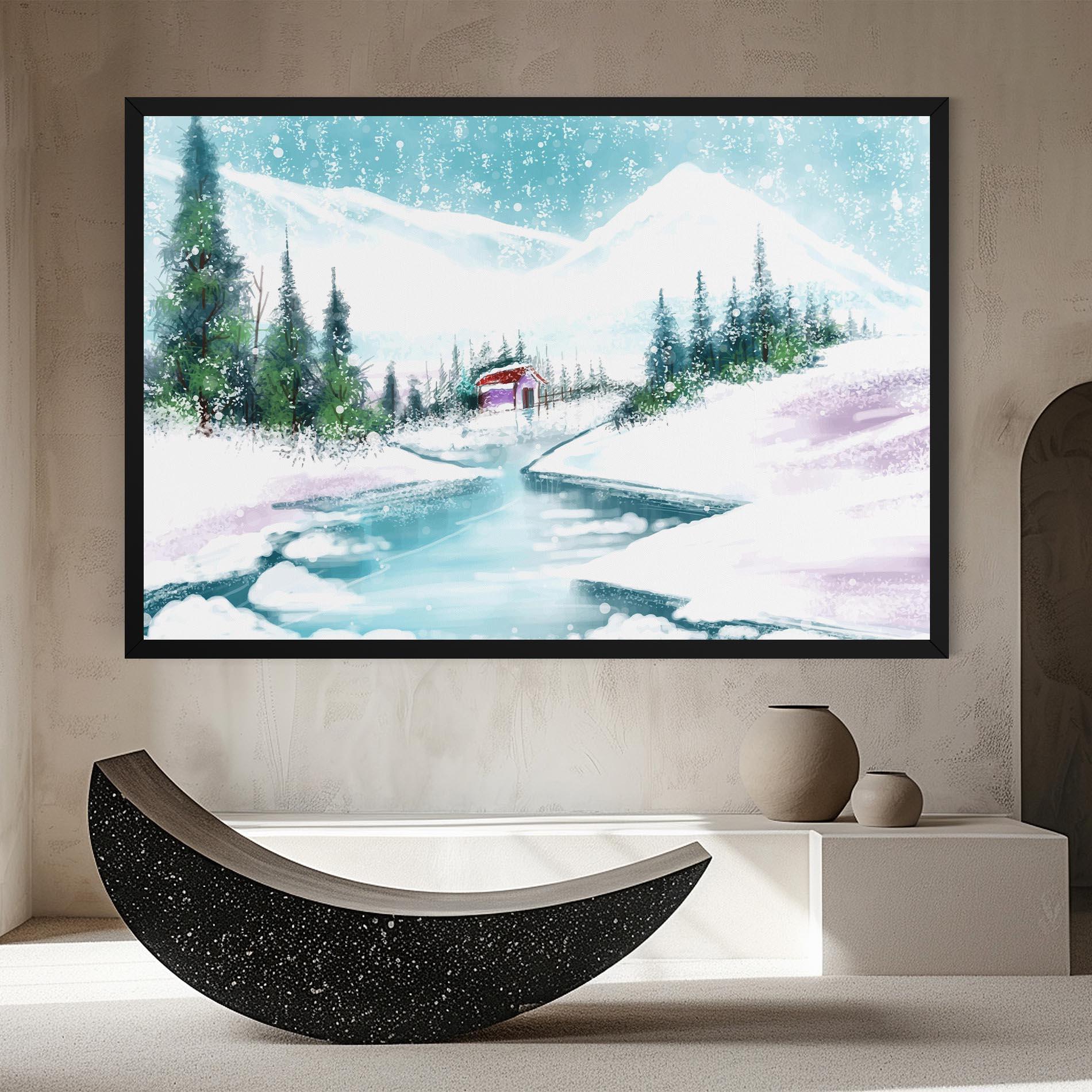 Obraz na Płótnie Purple House Winter mockup 8