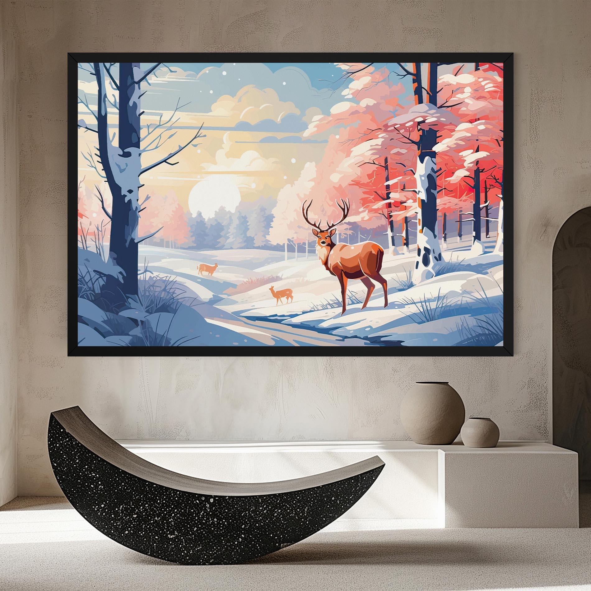 Obraz na Płótnie Winter Deer Art mockup 8