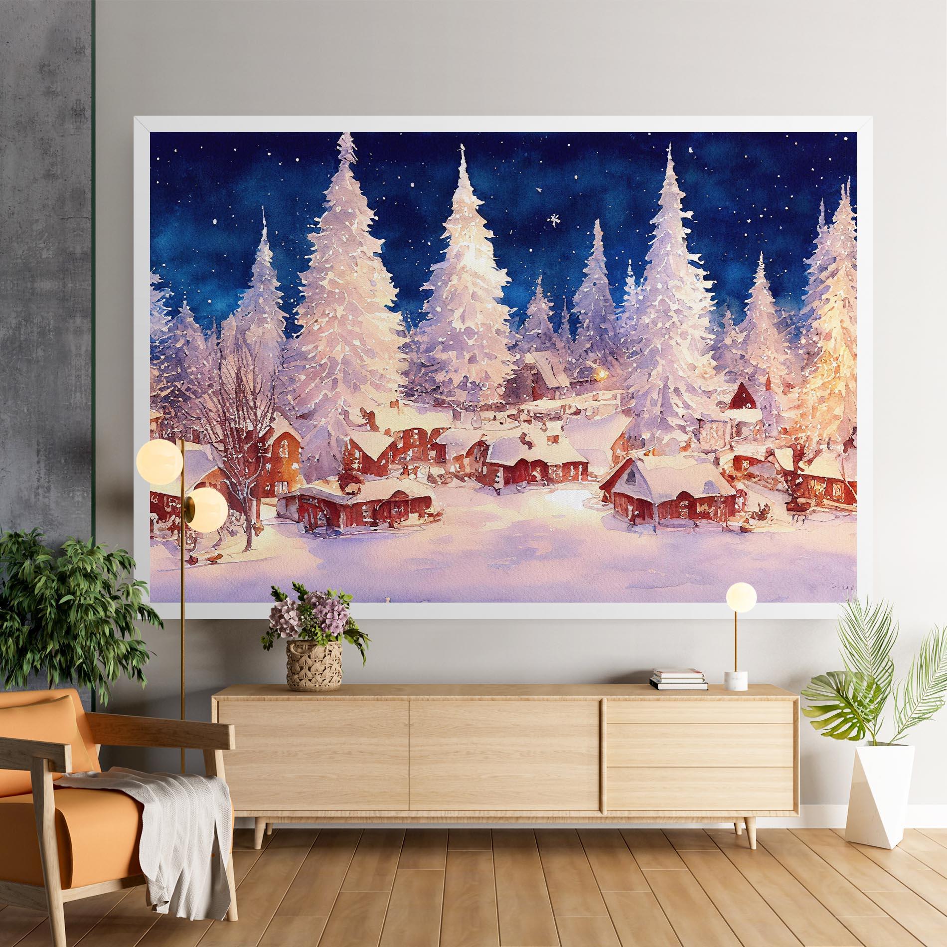 Obraz na Płótnie Snow Falling Painting mockup 9