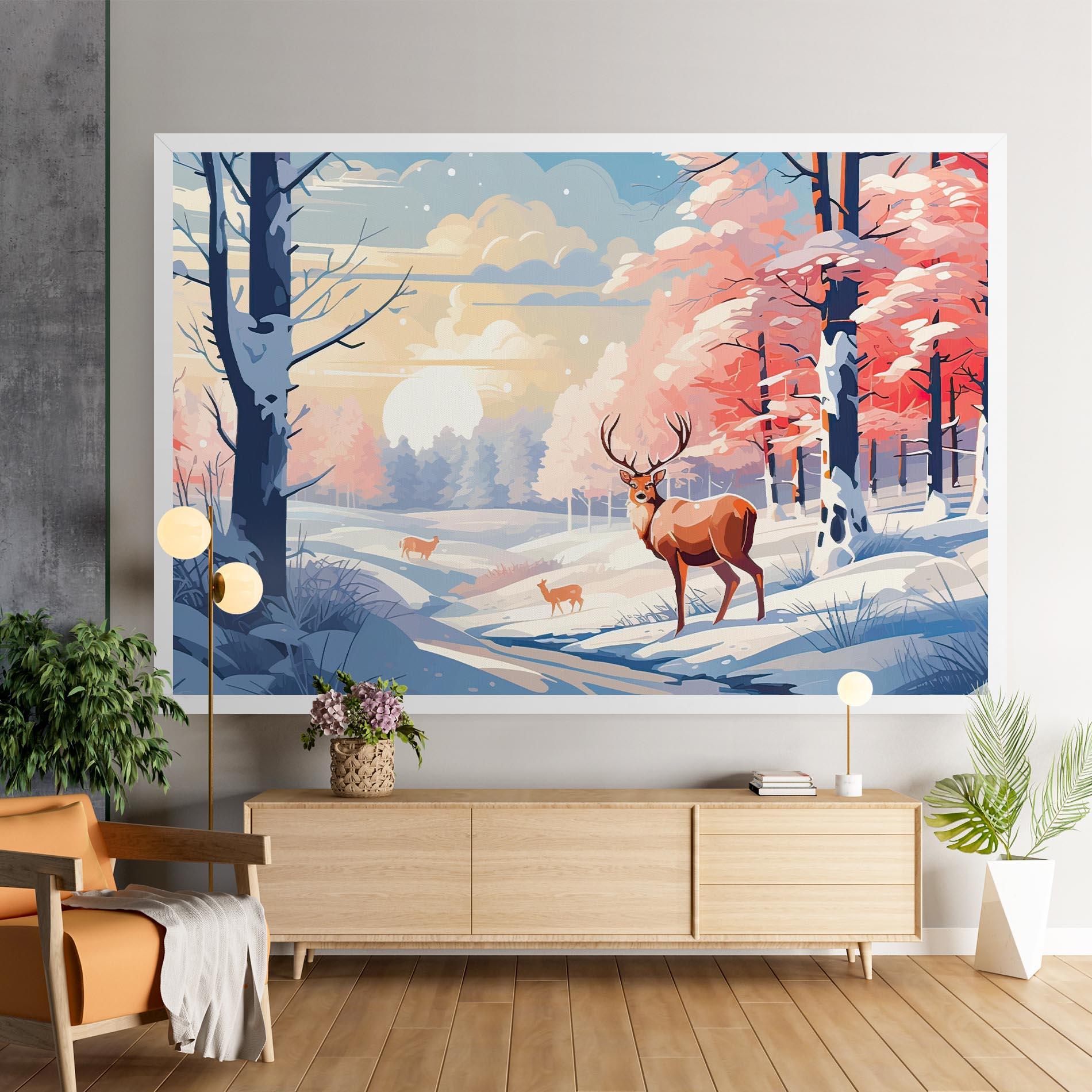 Obraz na Płótnie Winter Deer Art mockup 9