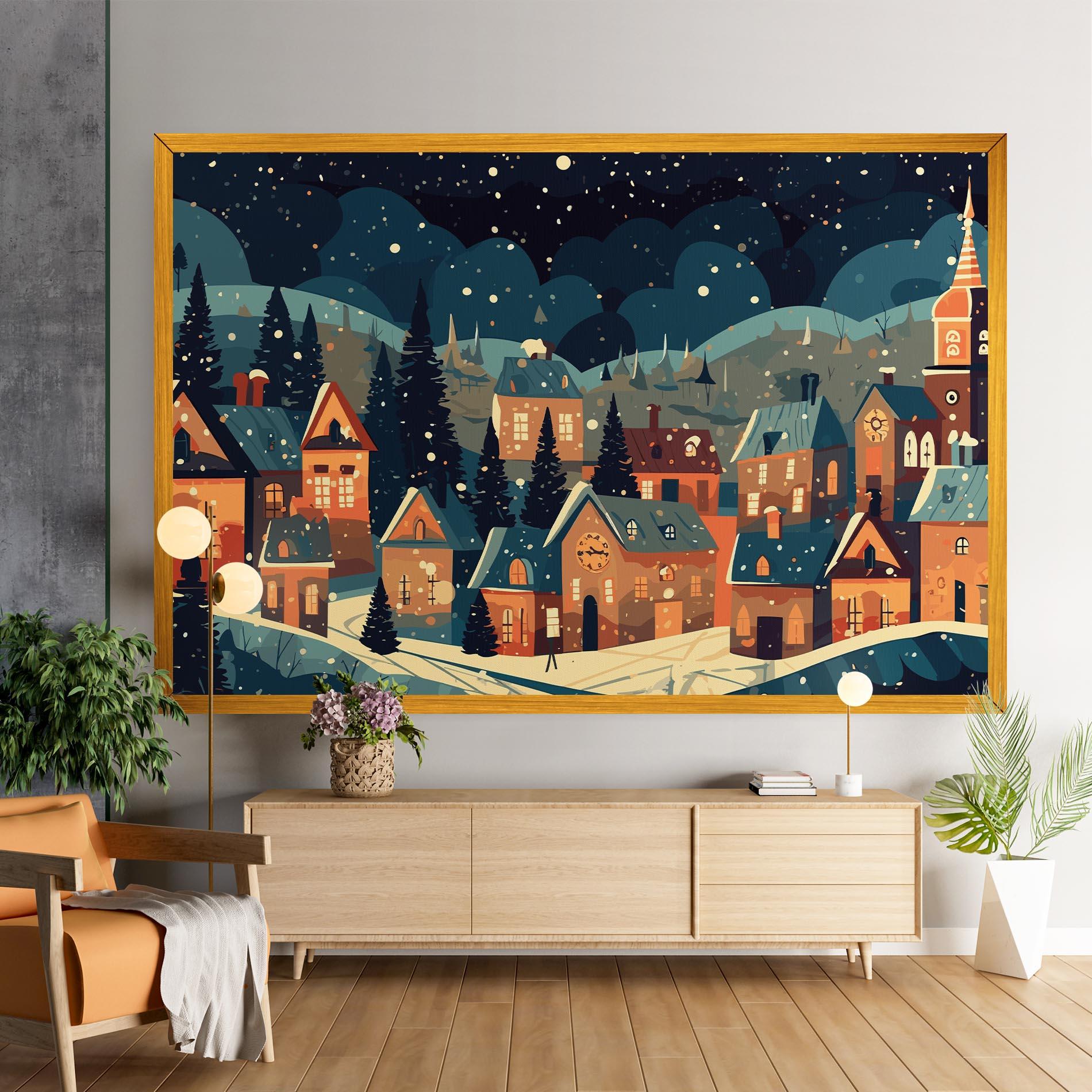 Obraz na Płótnie Winter View Houses mockup 9