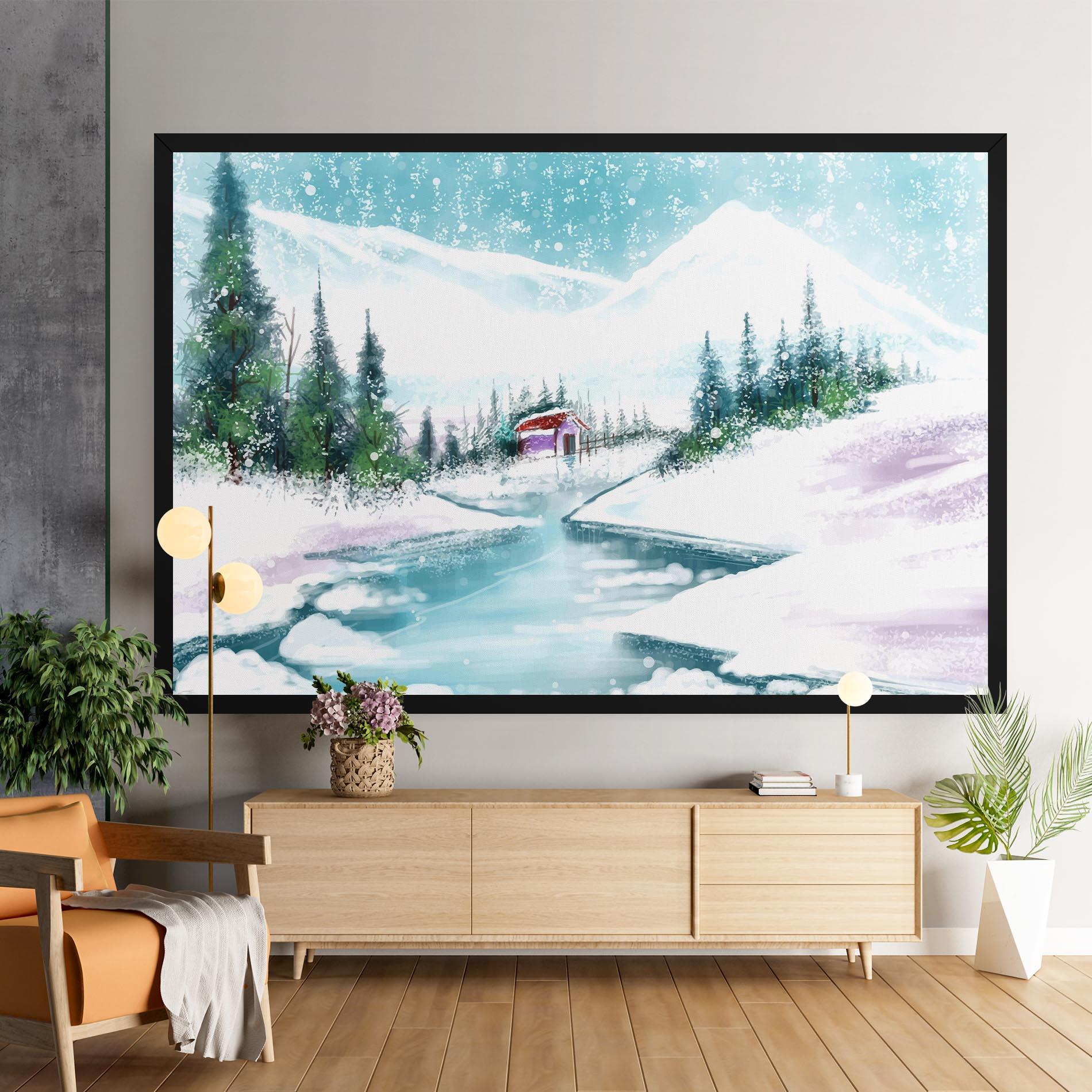 Obraz na Płótnie Purple House Winter mockup 9