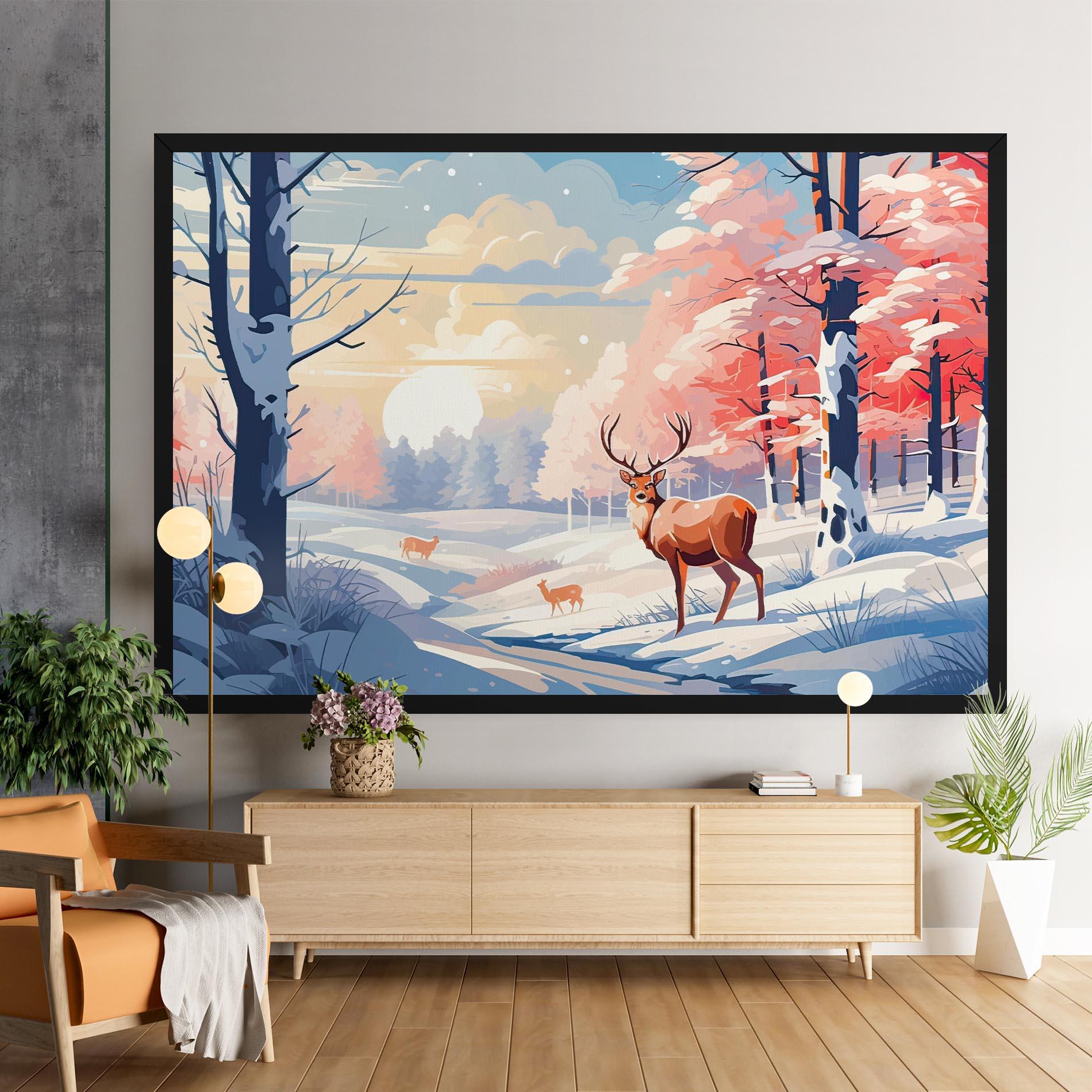 Obraz na Płótnie Winter Deer Art mockup 9