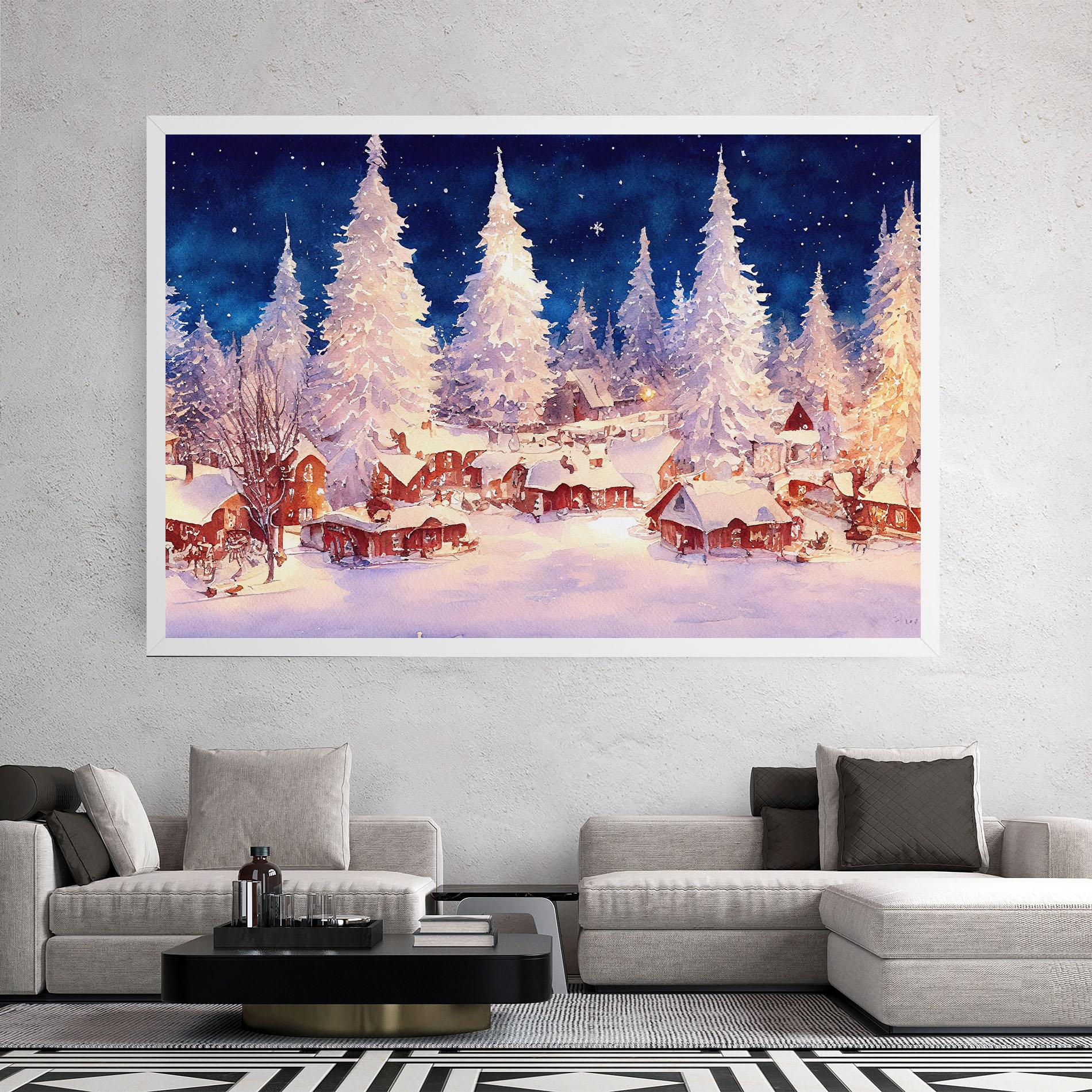 Obraz na Płótnie Snow Falling Painting mockup 2