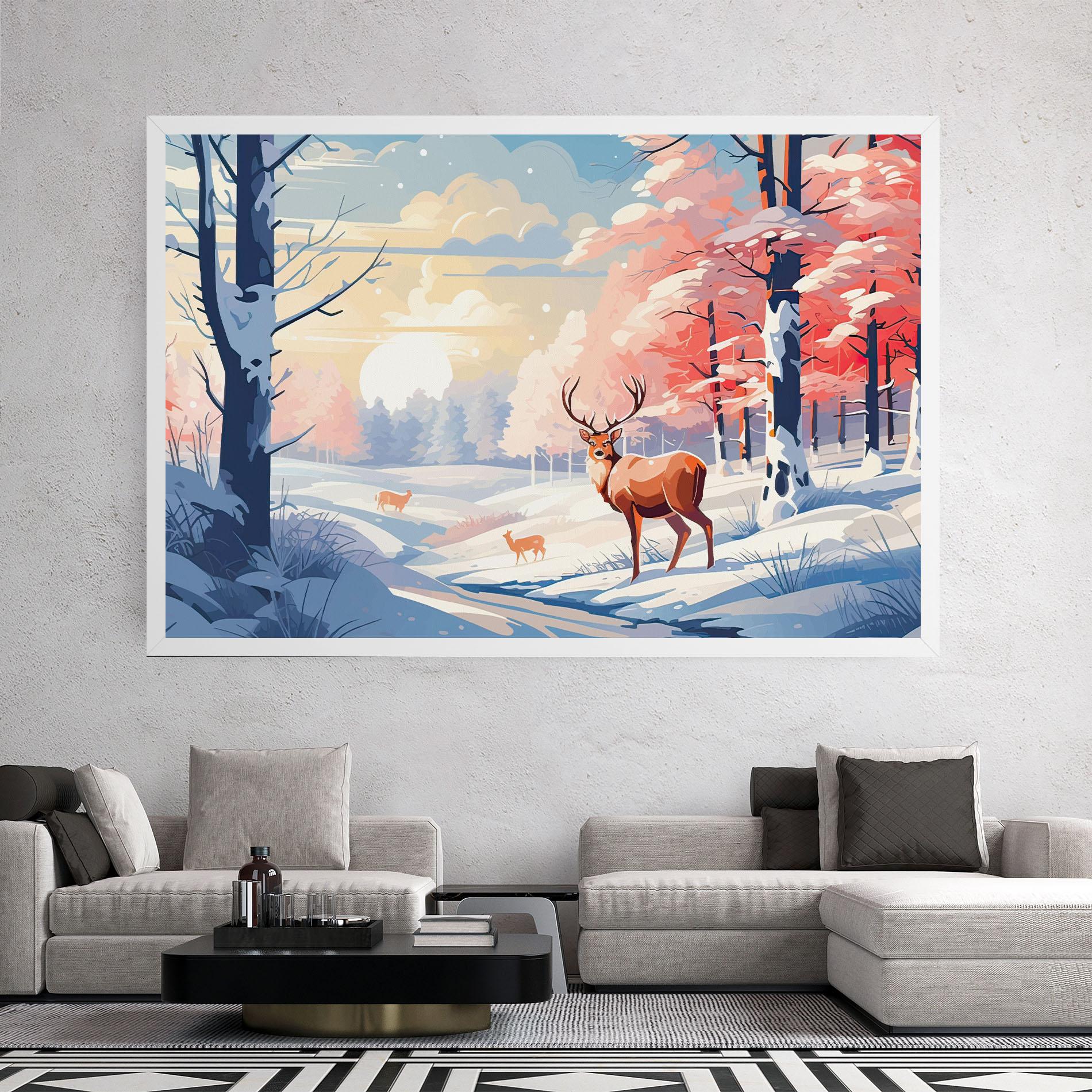 Obraz na Płótnie Winter Deer Art mockup 2