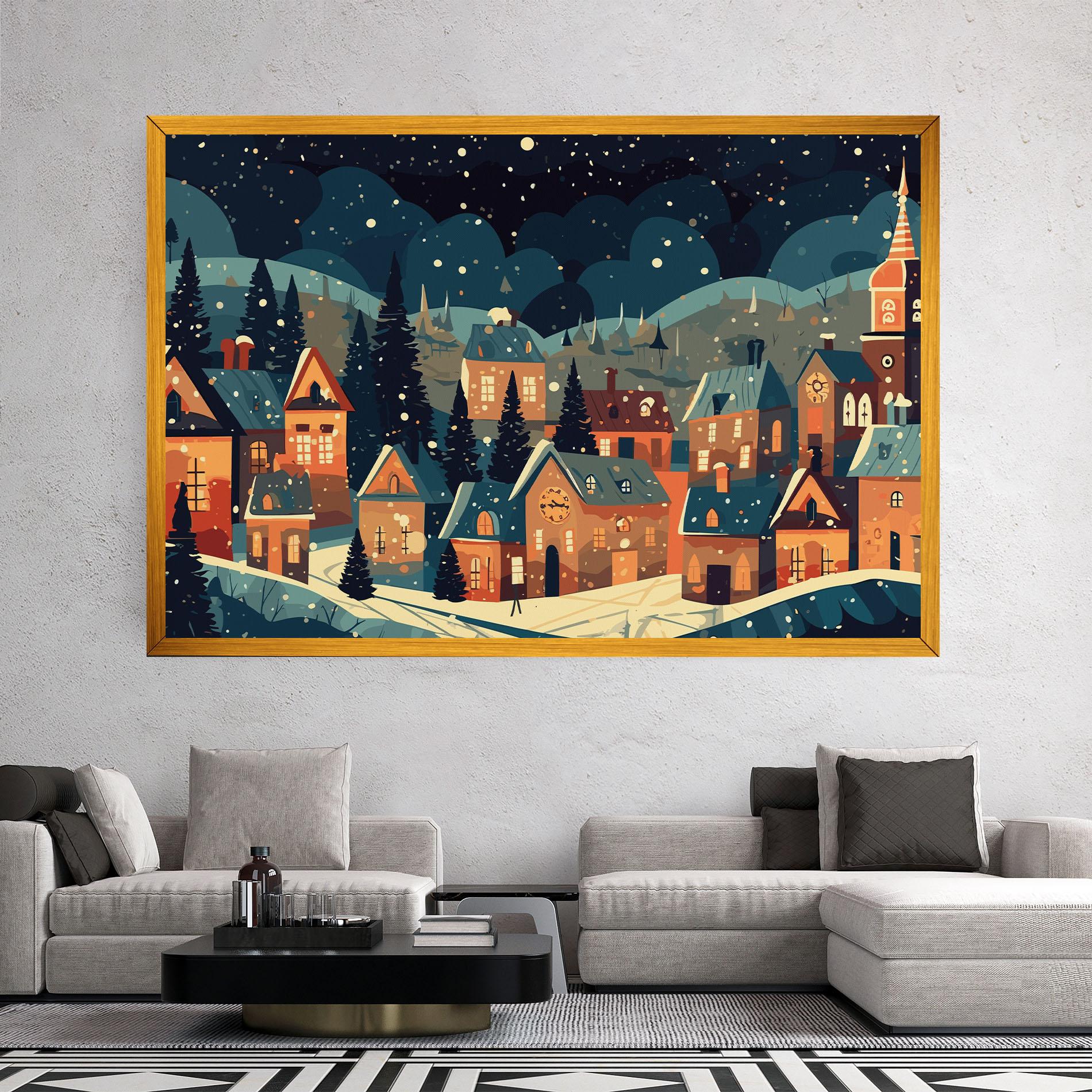 Obraz na Płótnie Winter View Houses mockup 2